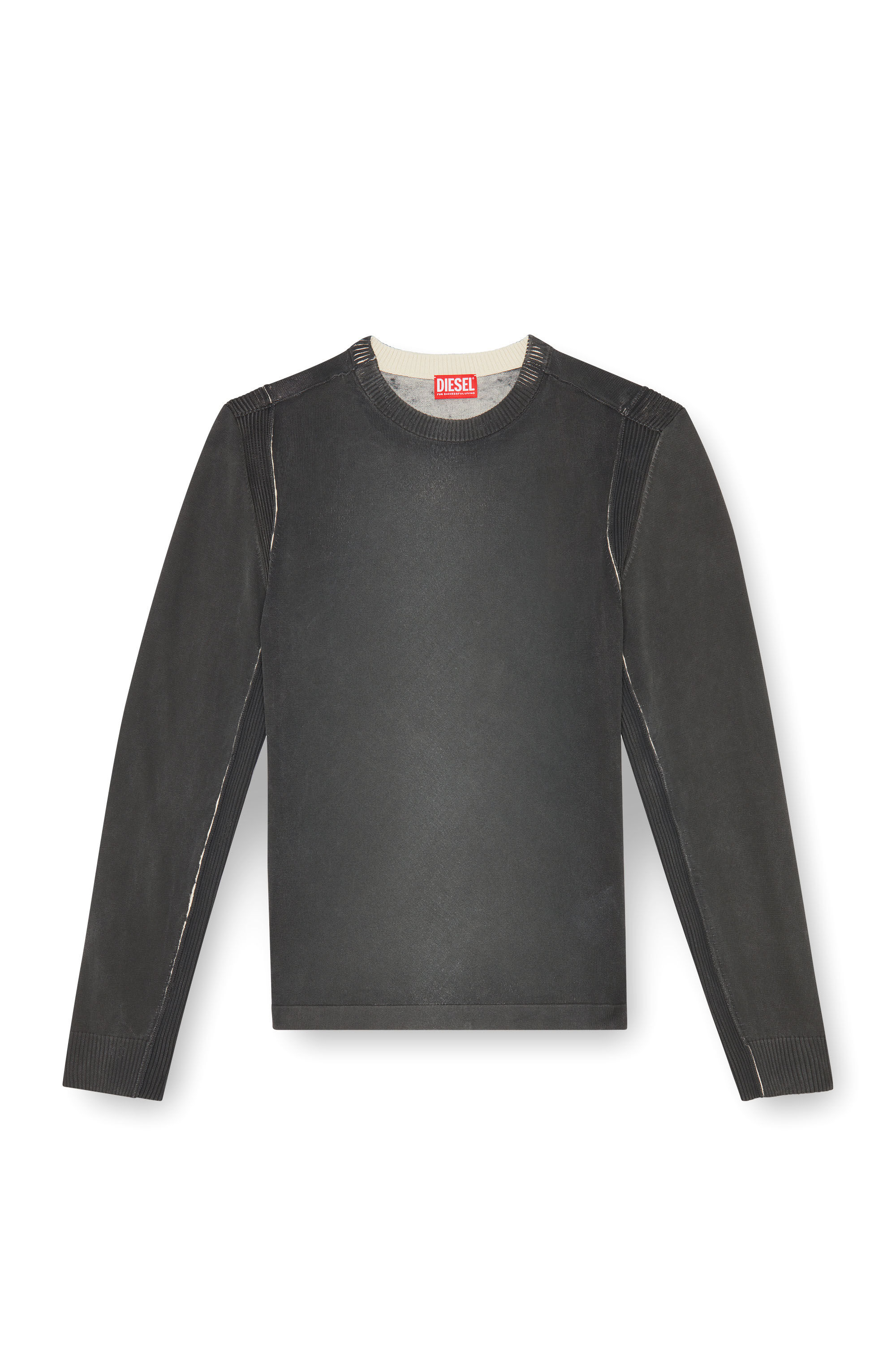 Diesel - K-DENIM-ROUND, Man's Jumper in treated cotton in Black - 2