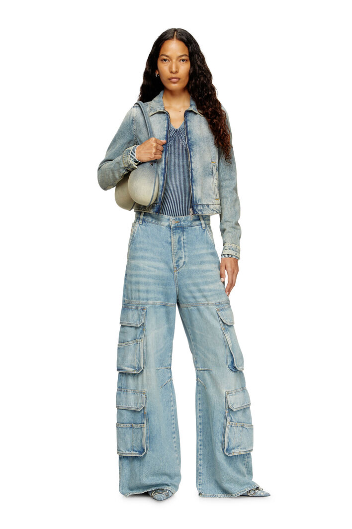Diesel - DE-CORB, Woman's Jacket in dirt-effect fluid denim in Light Blue - 2