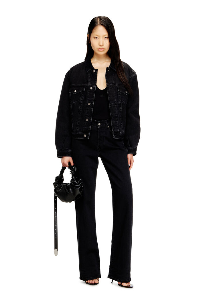 Diesel - D-RANGER-T, Unisex's Padded trucker jacket in denim in Black - 2