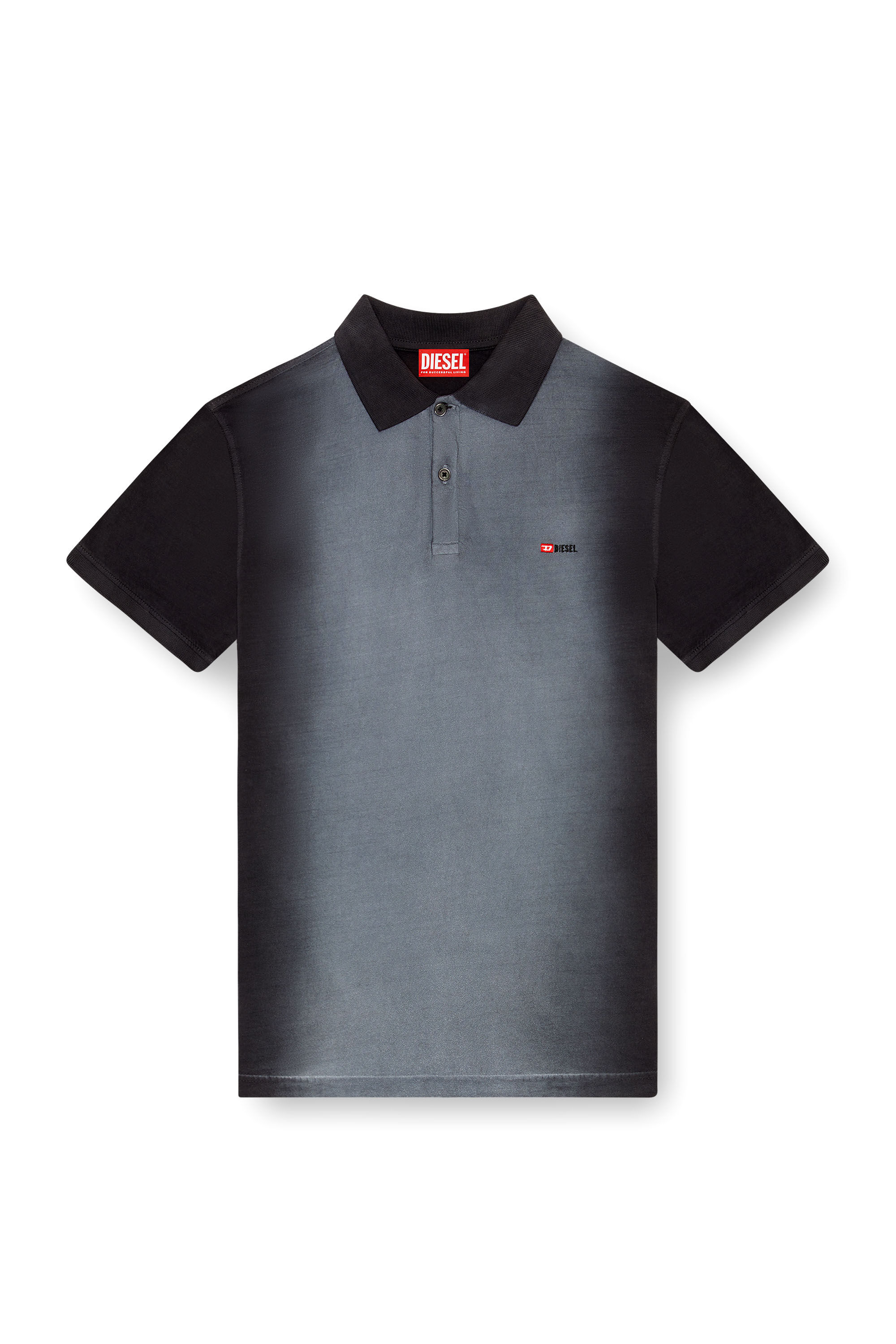 Diesel - T-REJUST-Q1, Man's Polo shirt with spray treatment in Black - 2