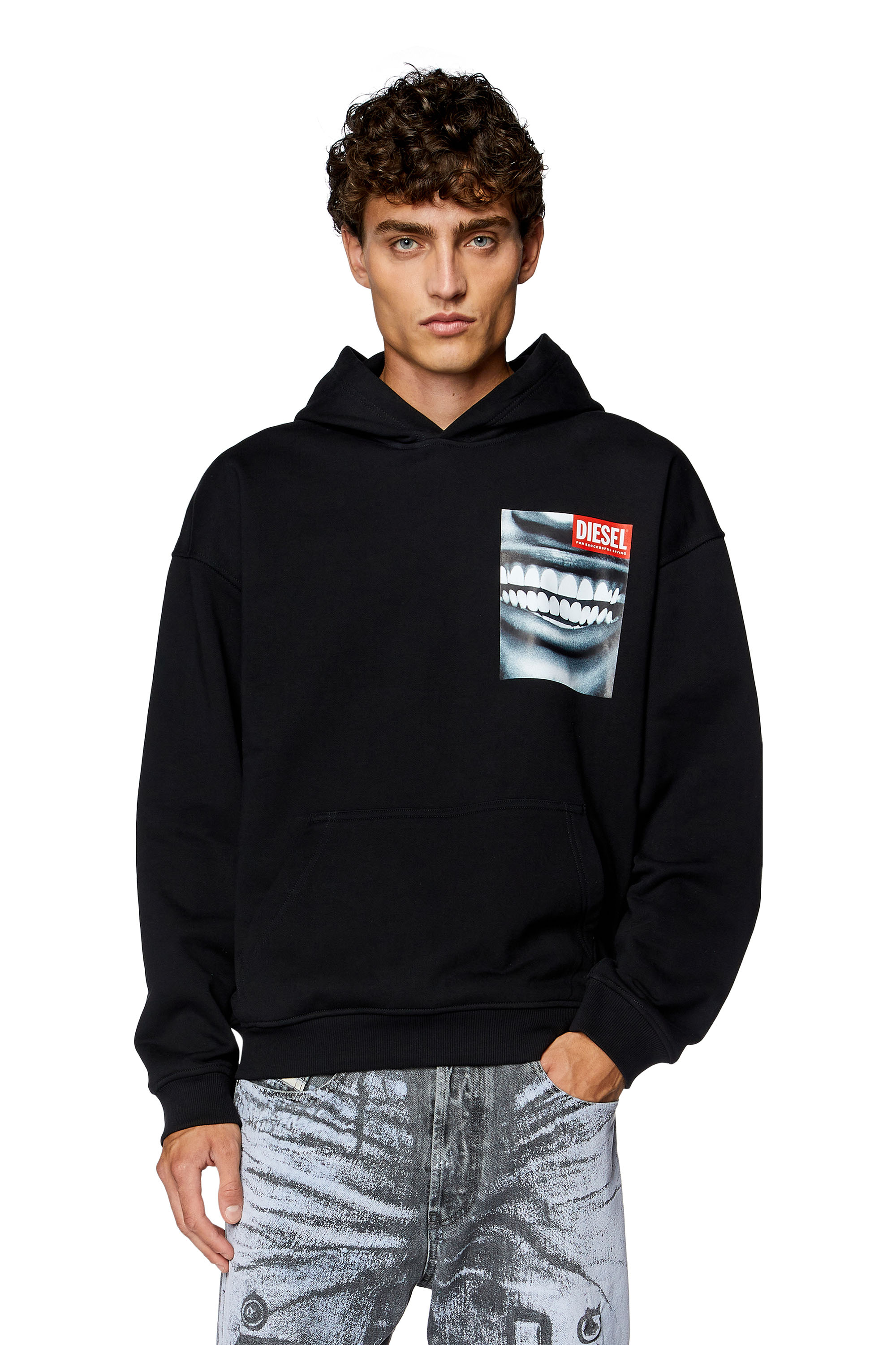 Diesel - S-NABEL-HOOD-FACE, Black - Image 1