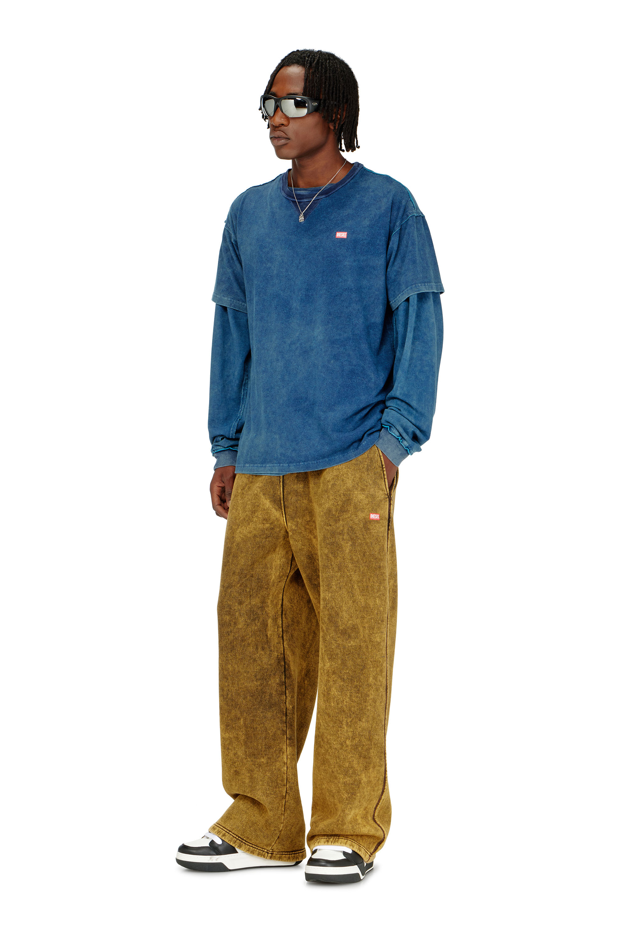 Diesel - T-NORM-RAW, Man's Acid-wash T-shirt with frayed details in Blue - 1