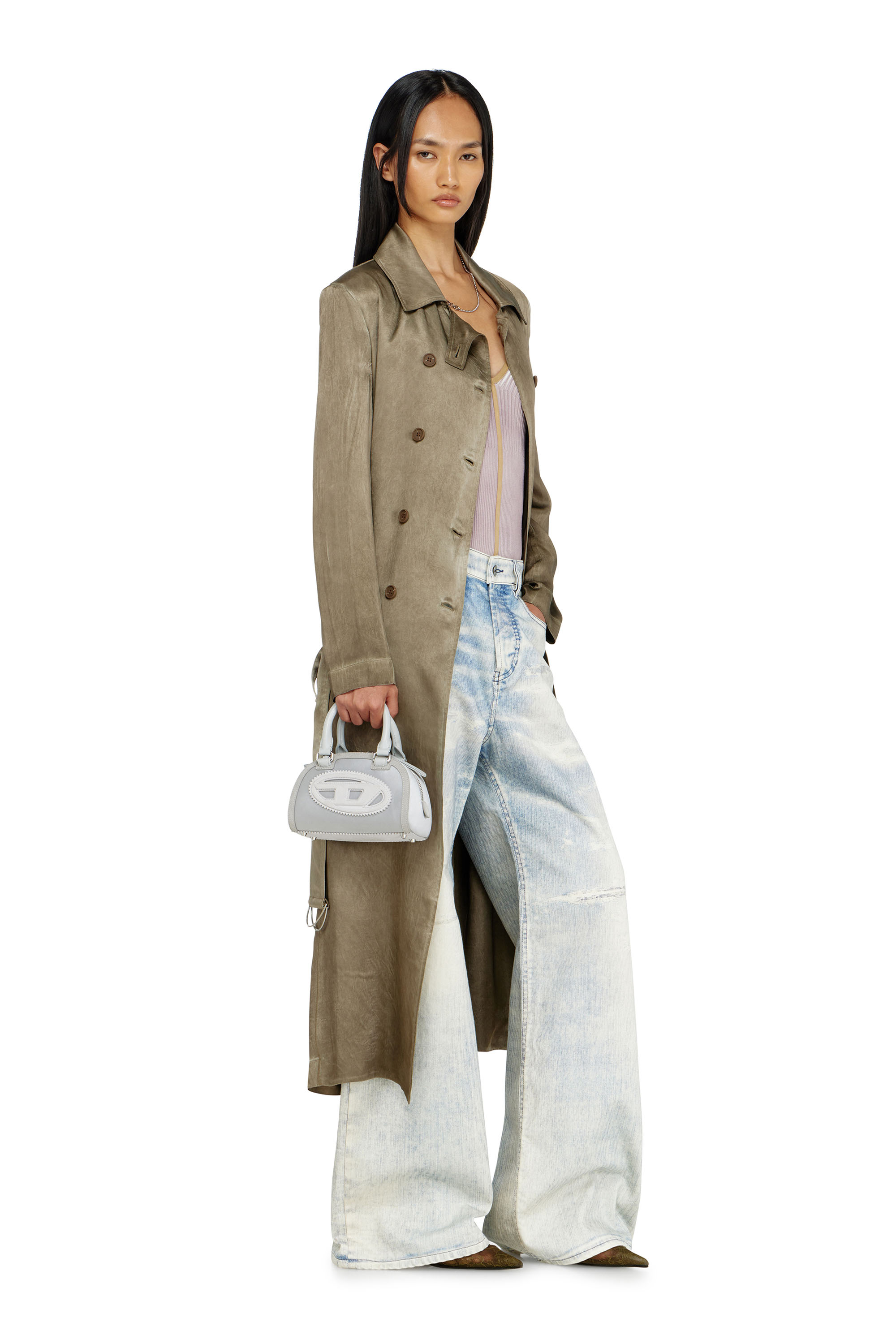 Diesel - G-LADES, Woman's Trench coat in wrinkled satin in null - 1