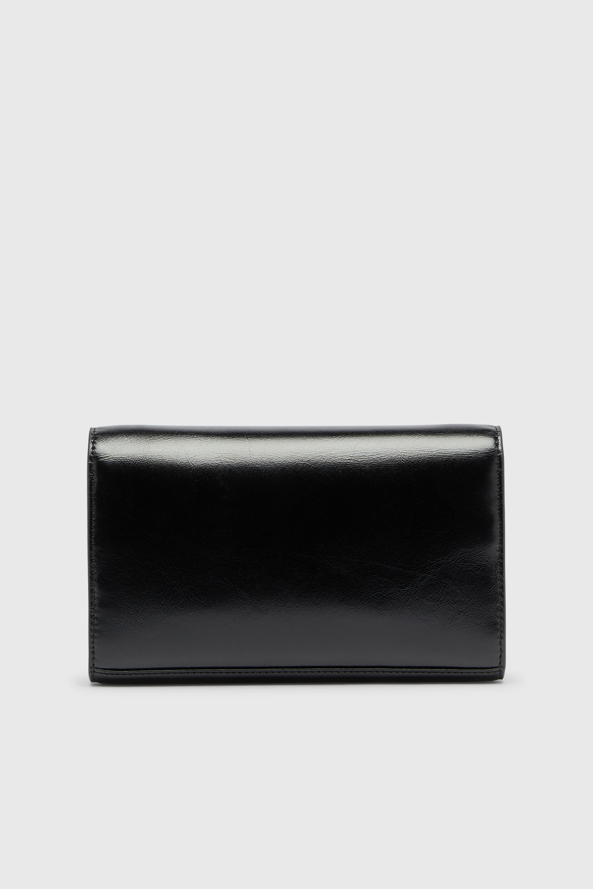 Diesel - D-ENVELOP WALLET ON CHAIN, Woman's Wallet purse in shiny wrinkled leather in Black - 2