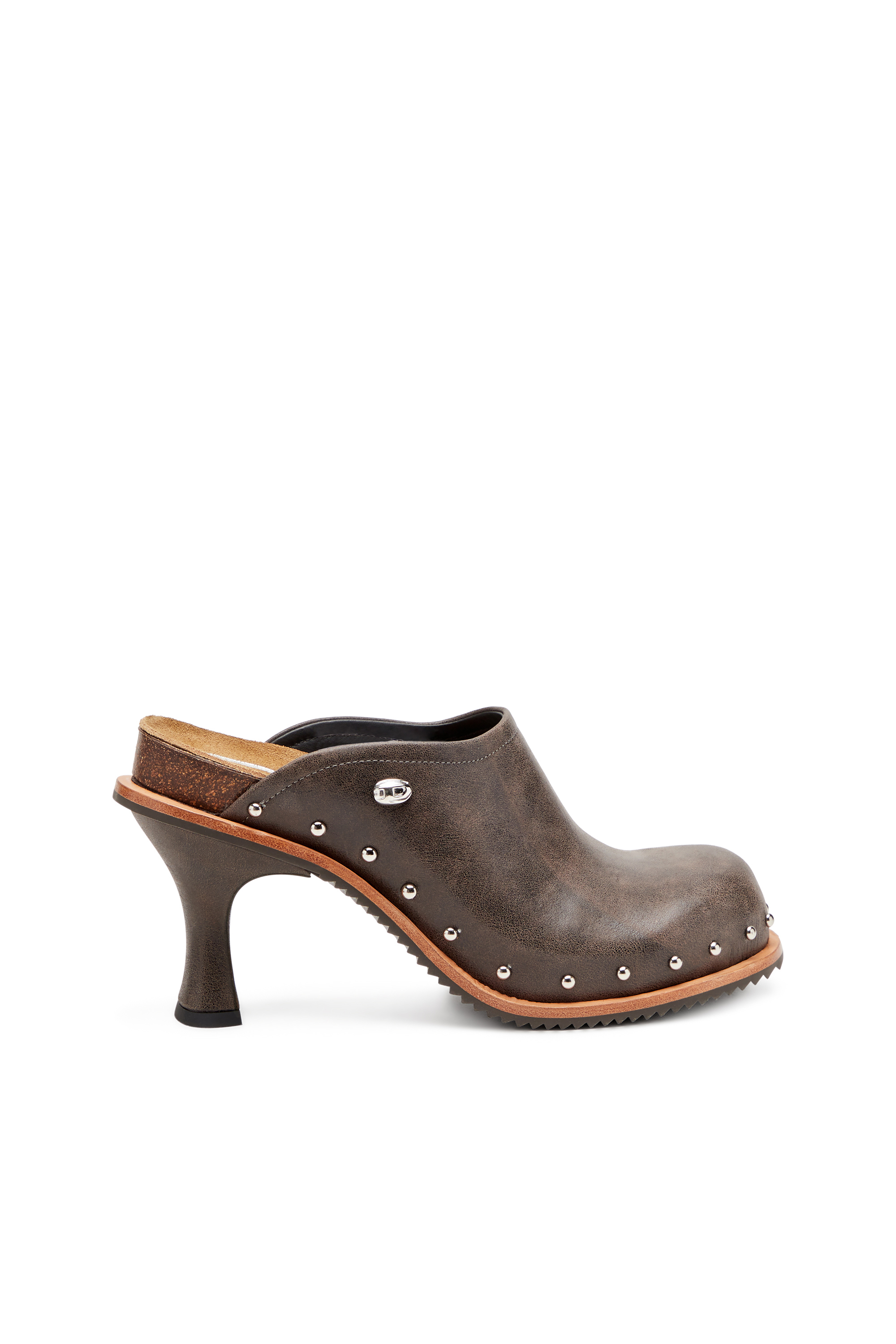 Diesel - D-WOODSTOCK ML CLOG W, Woman's D-Woodstock-Studded leather mules in Dark Brown - 1