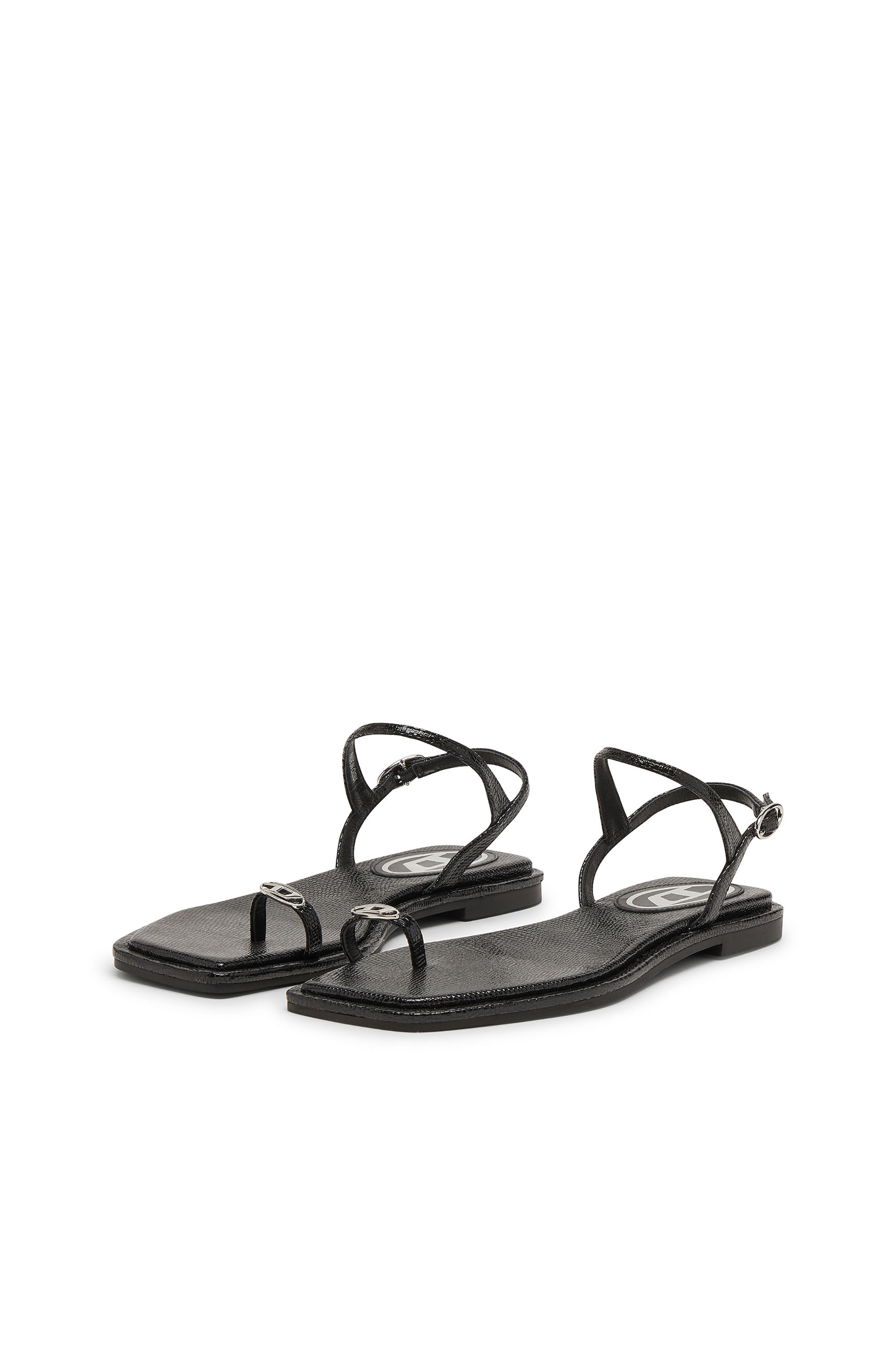 Diesel - D-AMBER INFRA 0, Woman's D-AMBER - Sandal in leather with metallic logo in Black - 7
