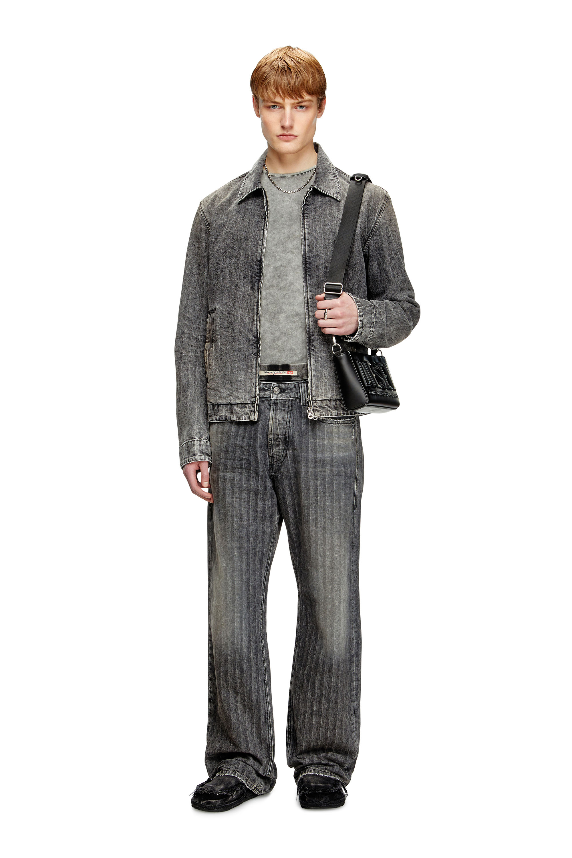 Diesel - D-ROHE, Man's Blouson jacket in herringbone denim in Black - 2