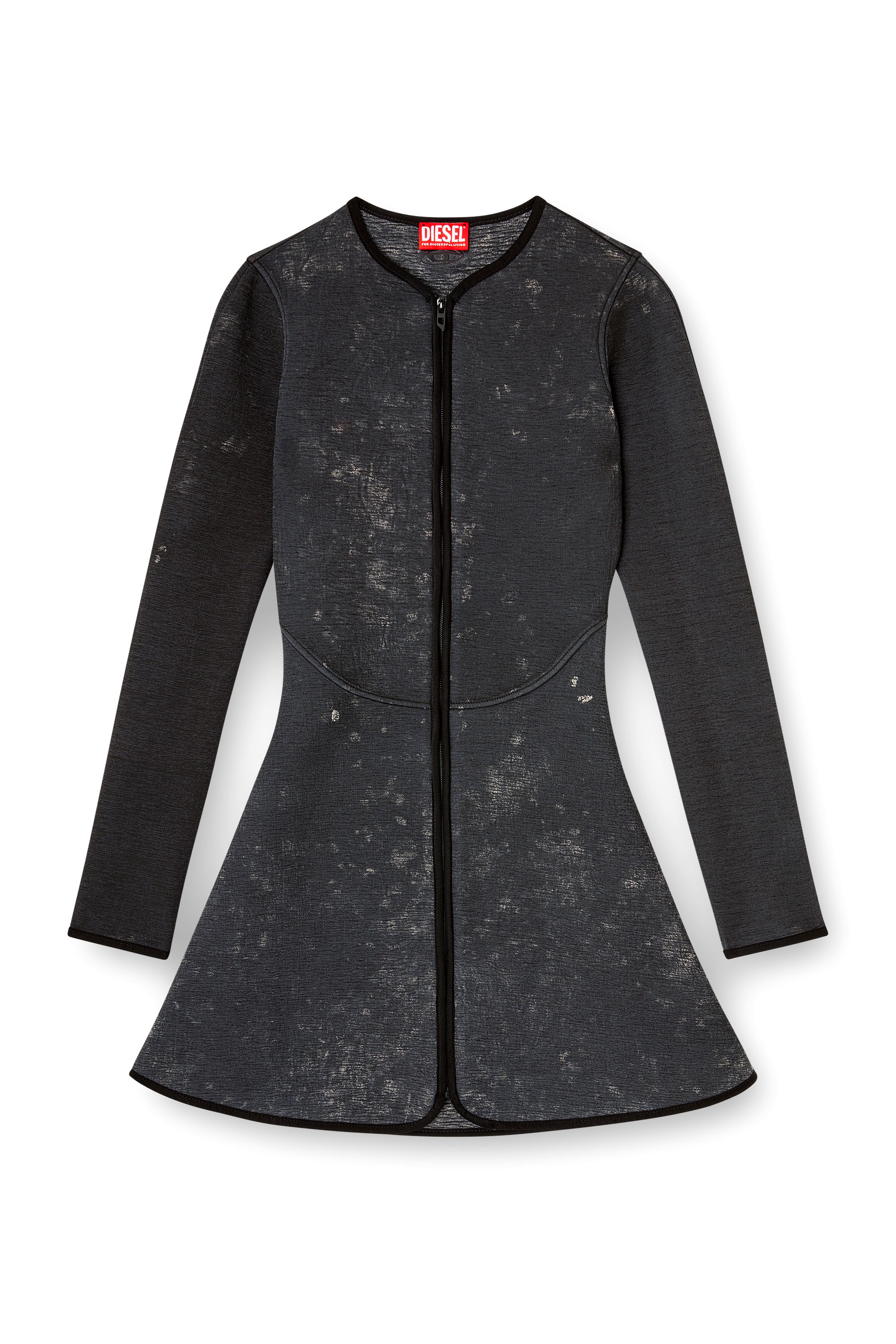 Diesel - D-EOPRE, Woman's Short dress in marbled scuba in Dark grey - 1