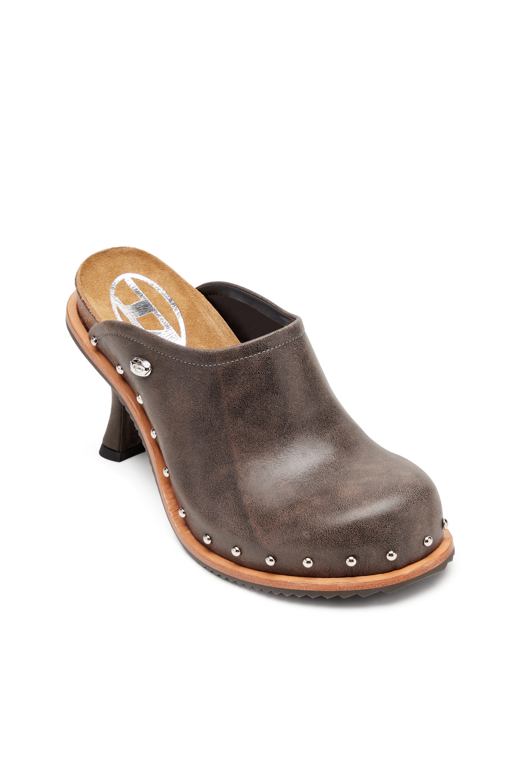 Diesel - D-WOODSTOCK ML CLOG W, Woman's Studded leather mules in Dark Brown - 6