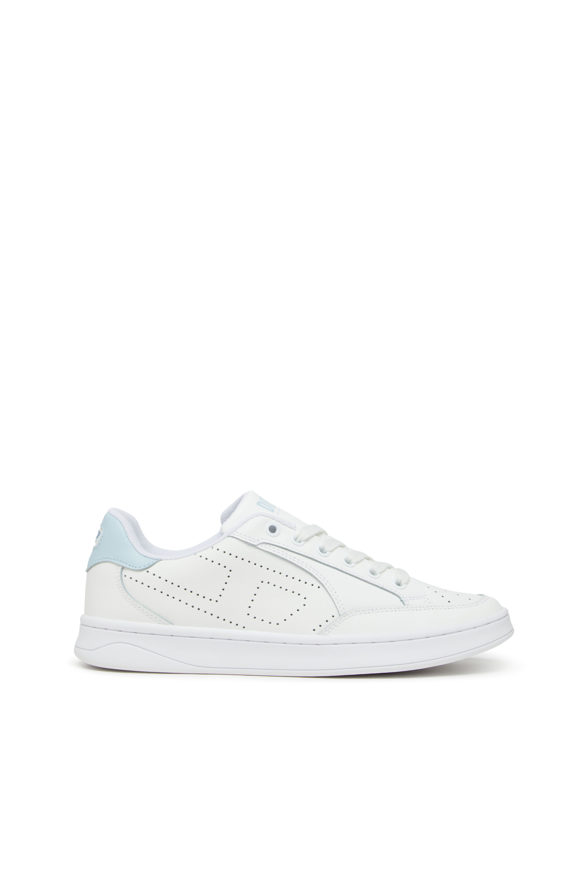 Diesel - S-DAKOTA LOW W, Woman's Leather sneakers with perforated logo in White/Blue - 1