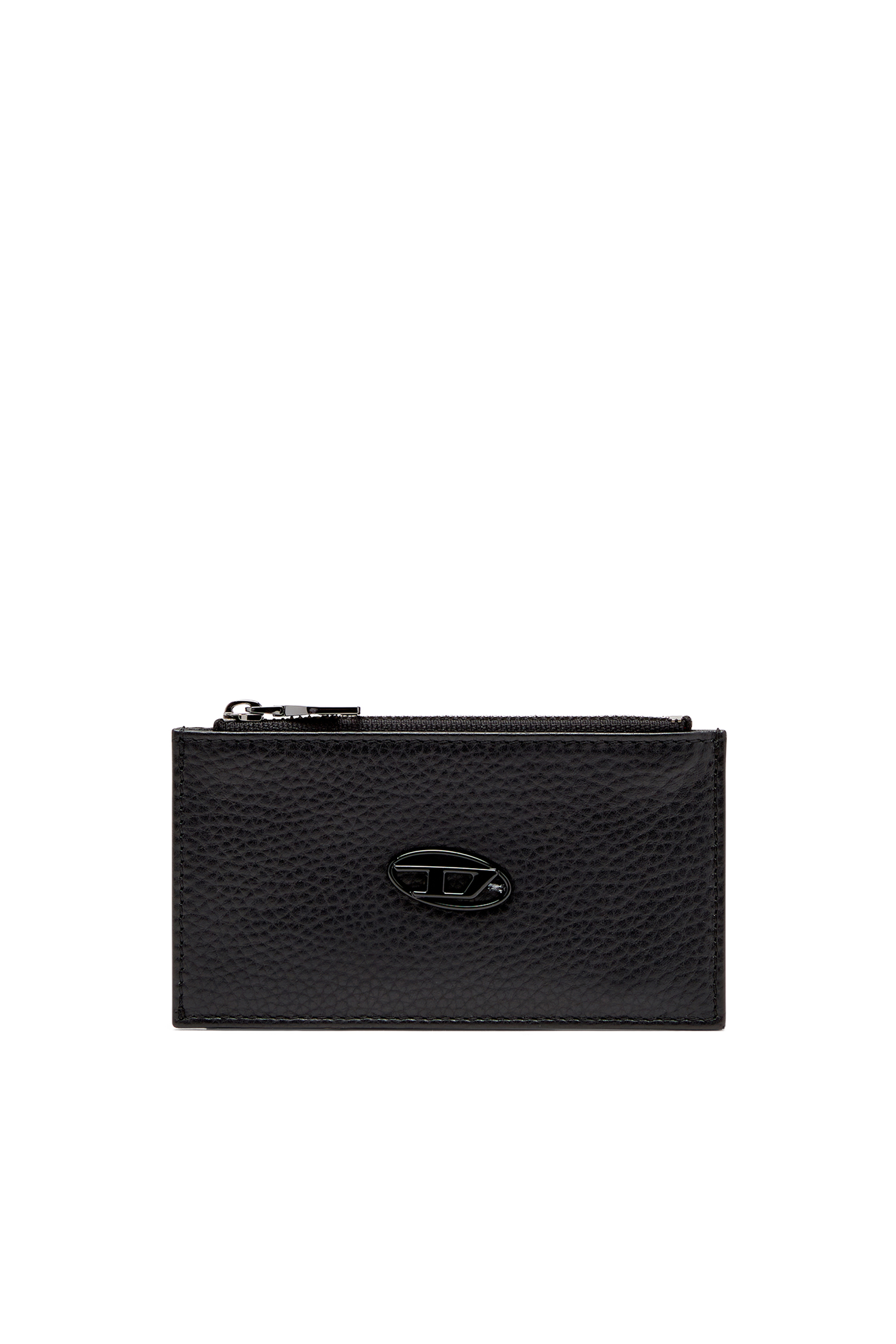 Diesel - HISSU EVO CARD HOLDER III, Man's Flat card holder in grainy leather in Black - 1