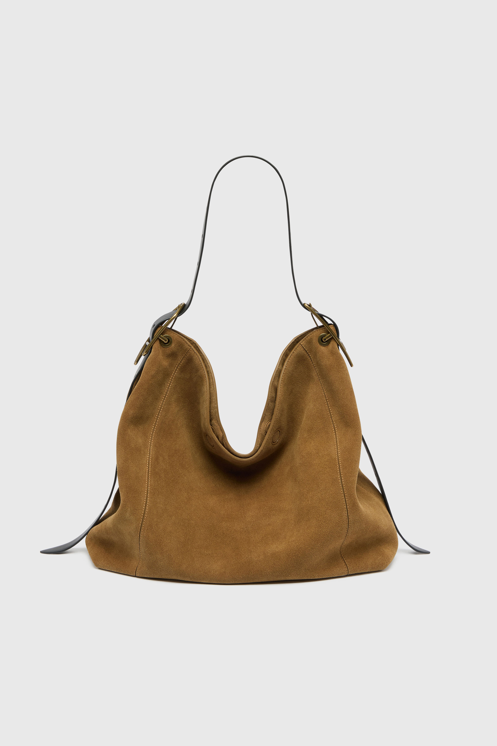 Diesel - D-LINE HOBO L, Woman's D-Line-Hobo bag in waxed suede in Light Brown - 3