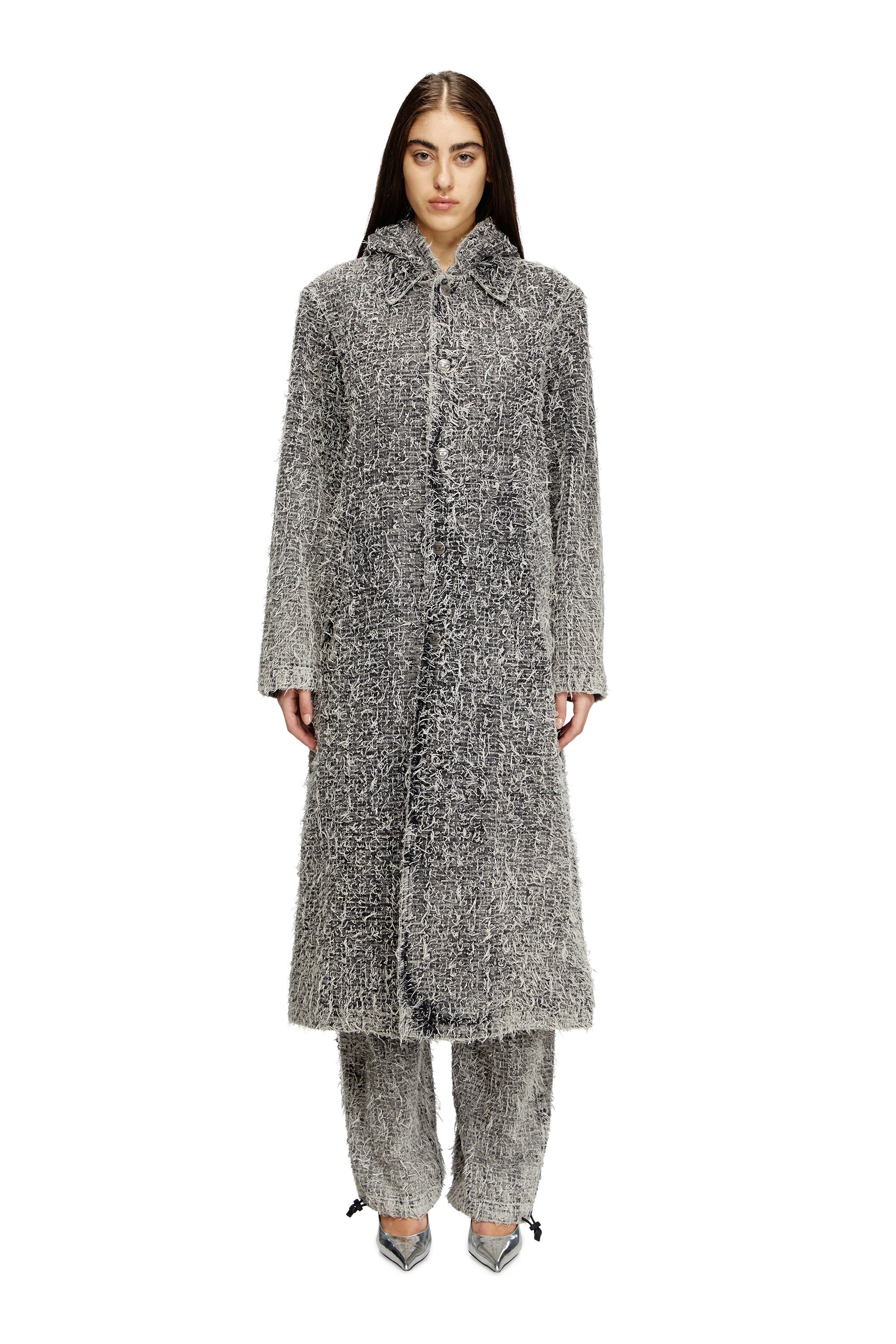 Diesel - D-JACK-S, Unisex's Hooded coat in bouclé denim in Light Grey - 7