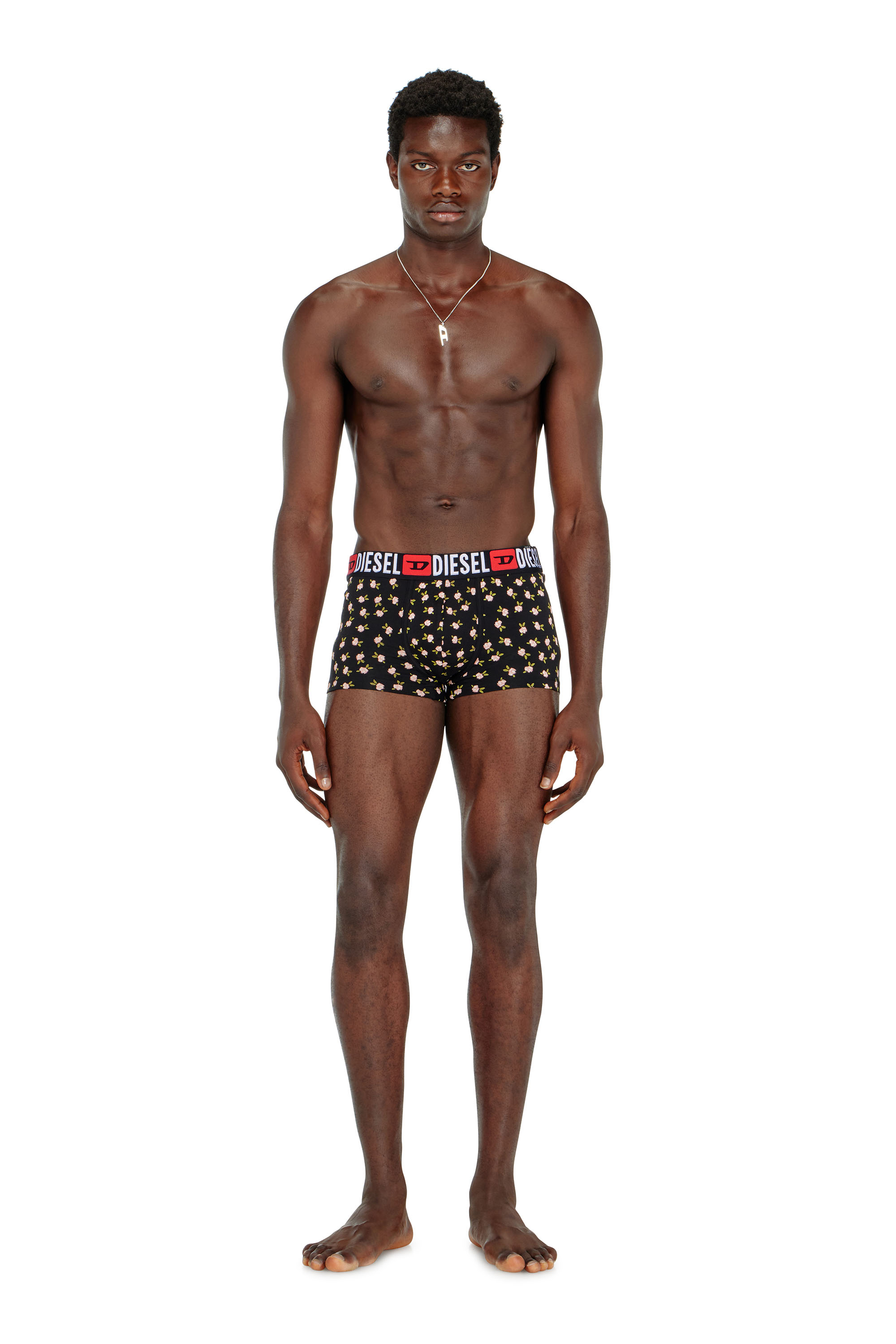 Diesel - UMBX-DAMIENTHREEPACK, Man's Three-pack of stretch cotton trunks with floral print in Black/Red - 2