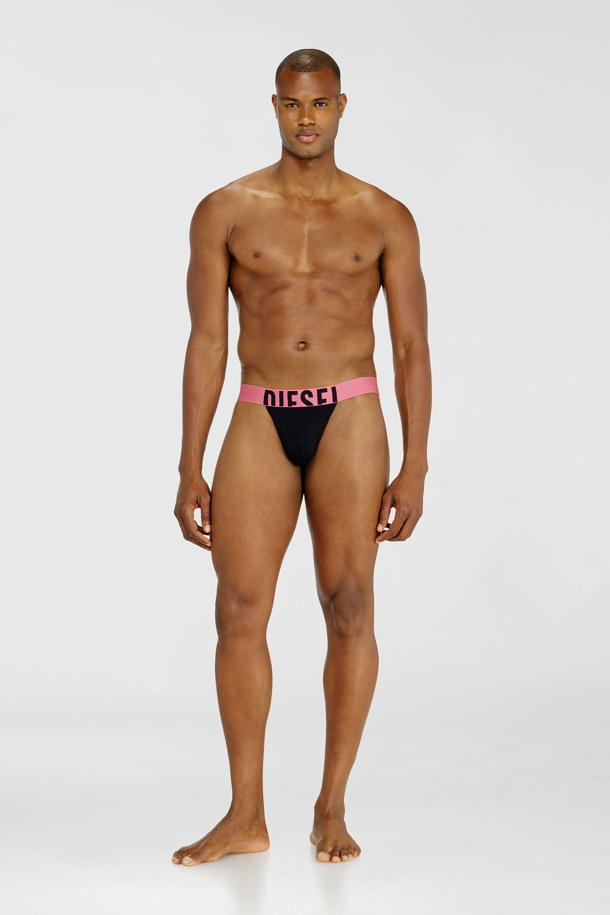 Diesel - FRITZ-D-POP-3PACK, Man's Three-pack thongs with bold logo waistband in Black/Pink - 2
