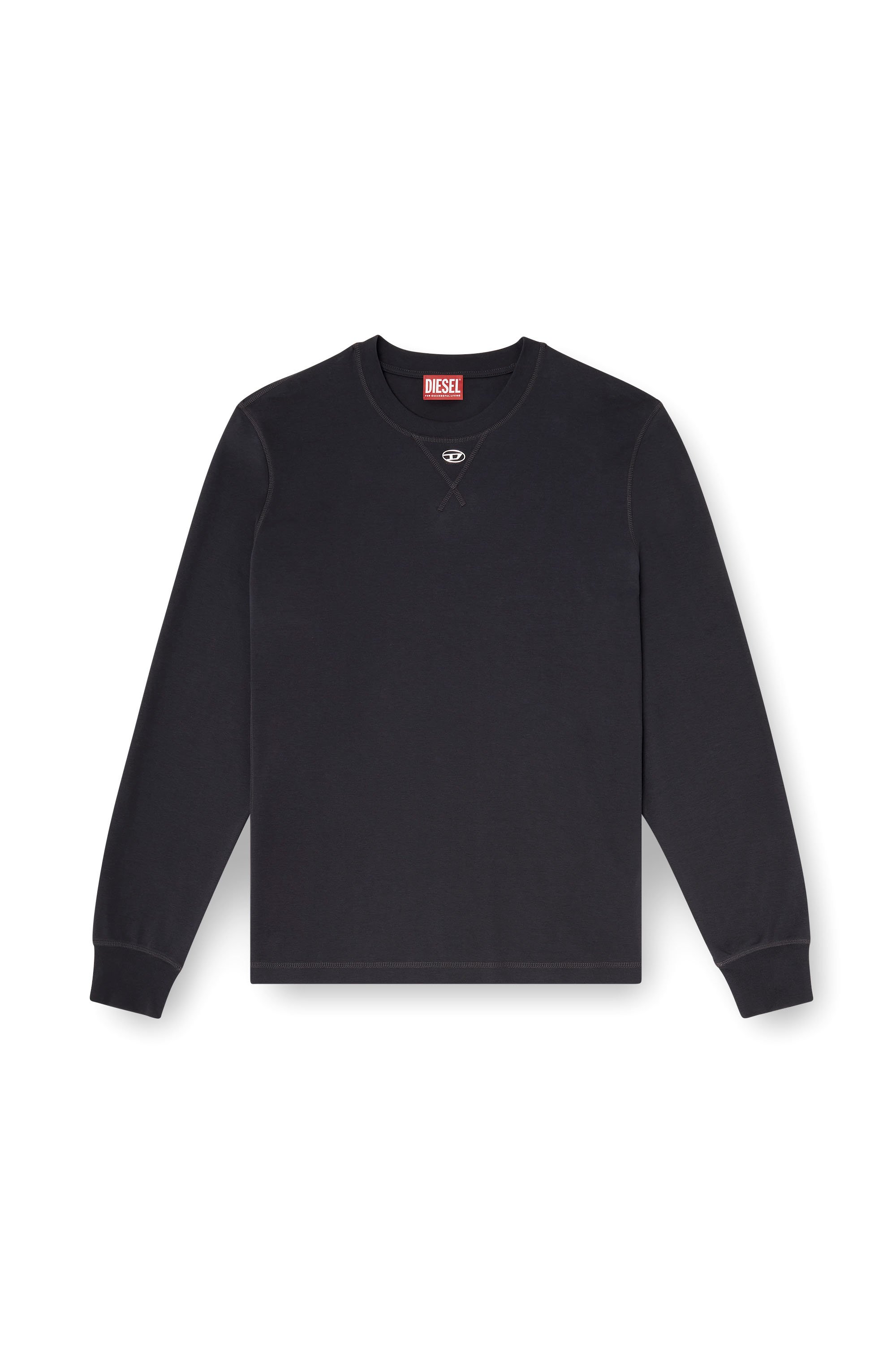 Diesel - T-MADJUST-LS-TR, Man's Cotton long-sleeve T-shirt with Oval D in Dark grey - 3