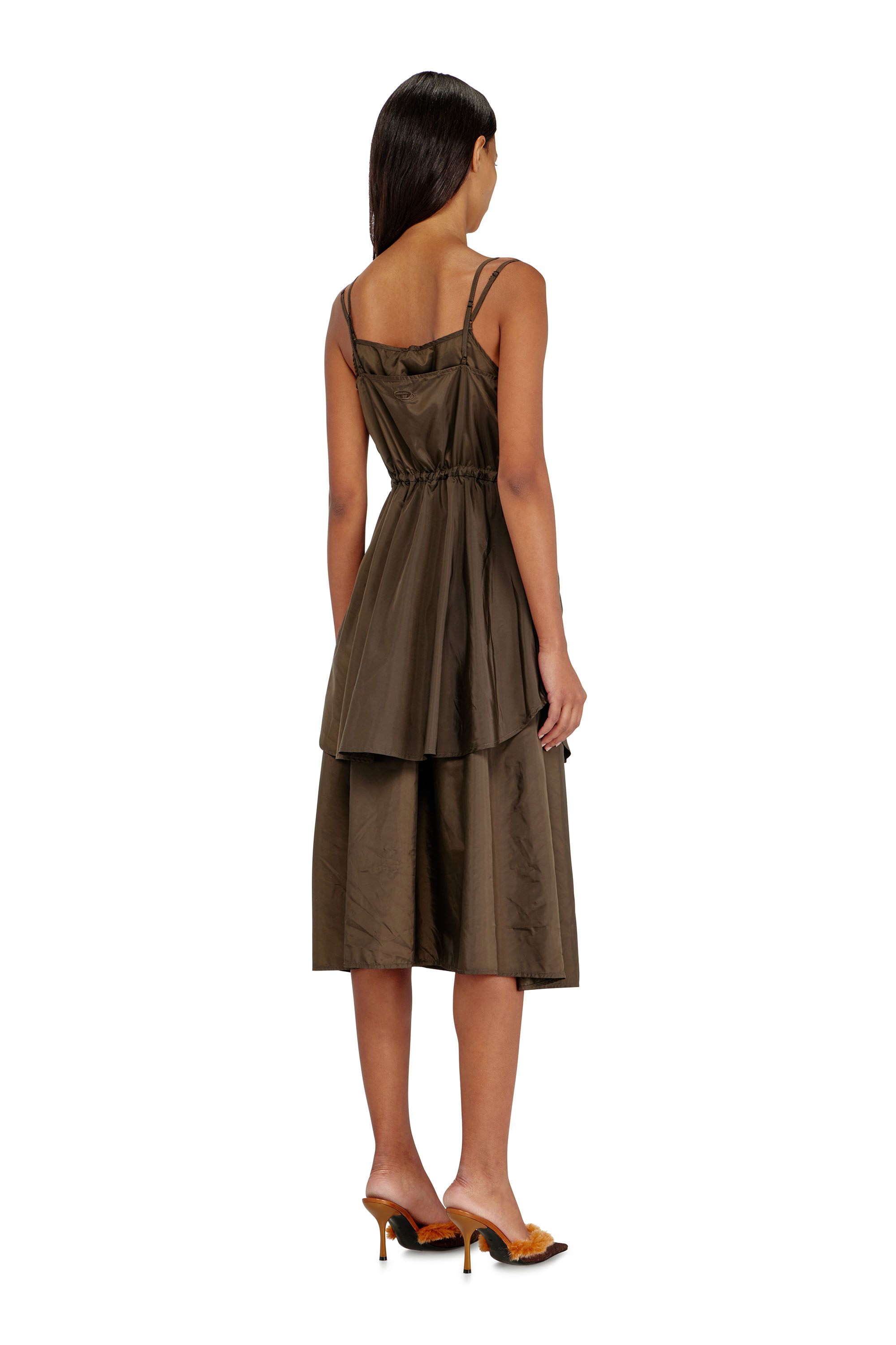 Diesel - D-OROTEA-T1, Woman's Lightweight nylon dress with layered design in Brown - 4
