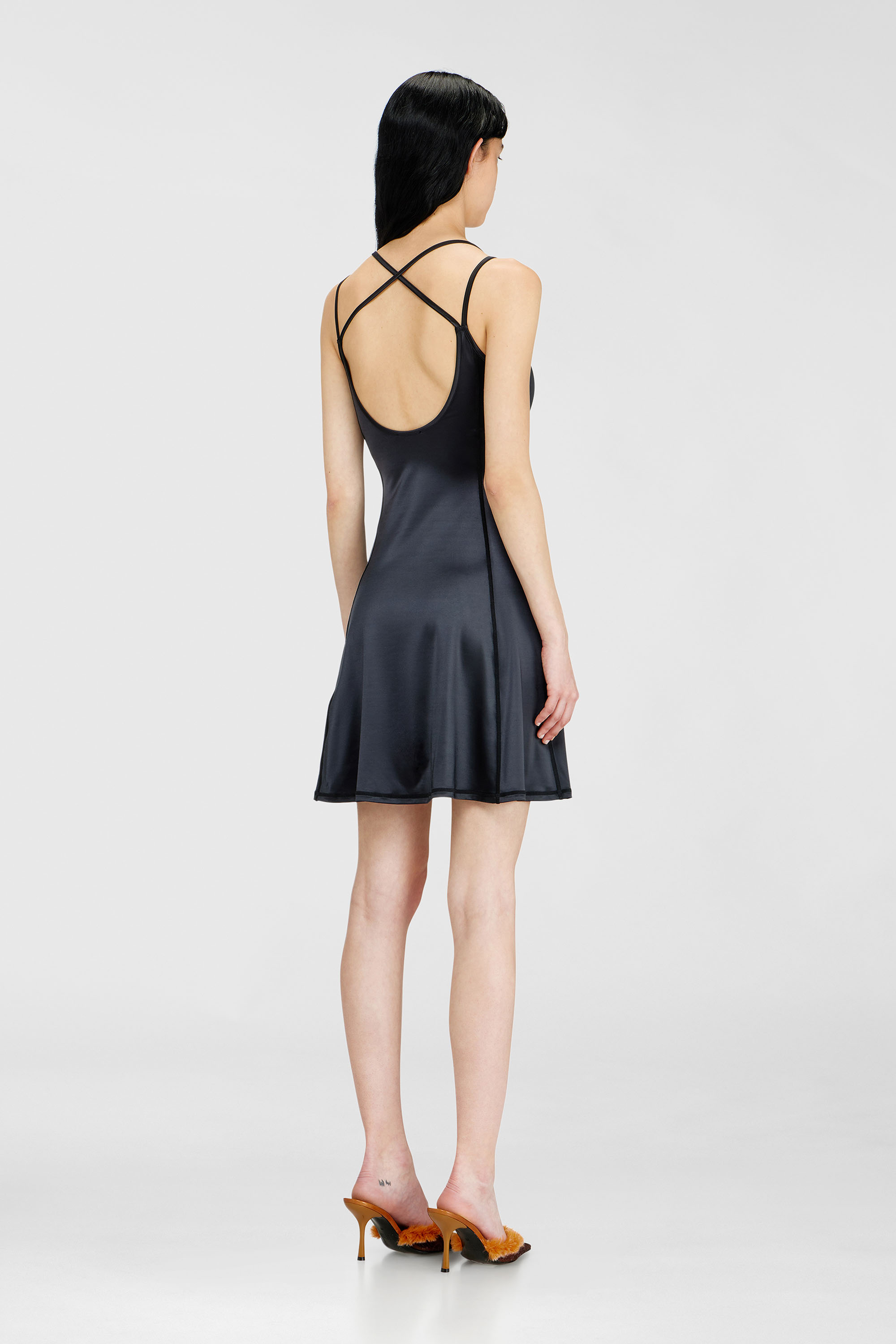 Diesel - D-IMMY, Woman's Fluid mini dress with double straps in Black - 4