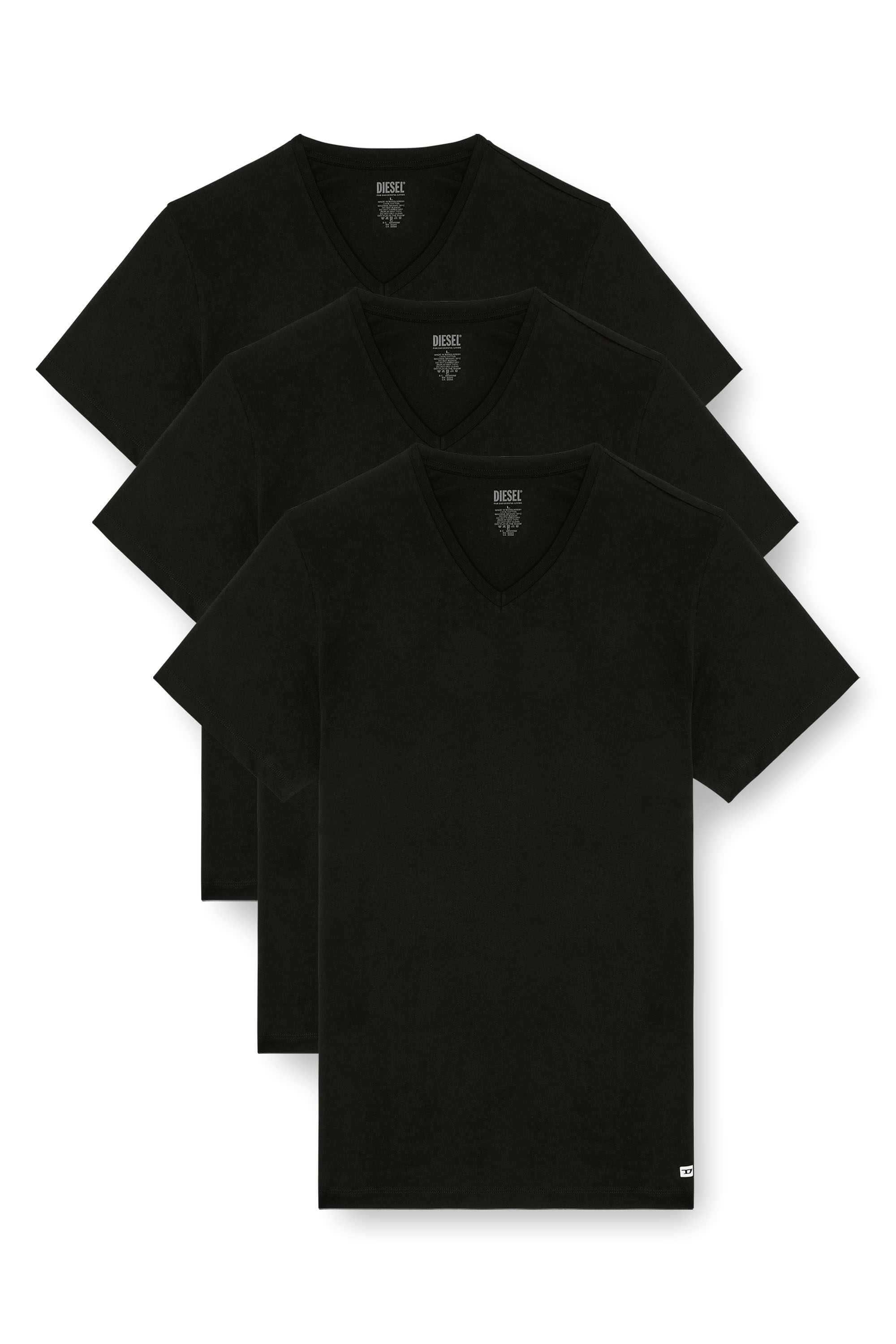 Diesel - MICHAEL-D-BOX-3PACK, Man's Three-pack of V-neck T-shirts in Black - 1