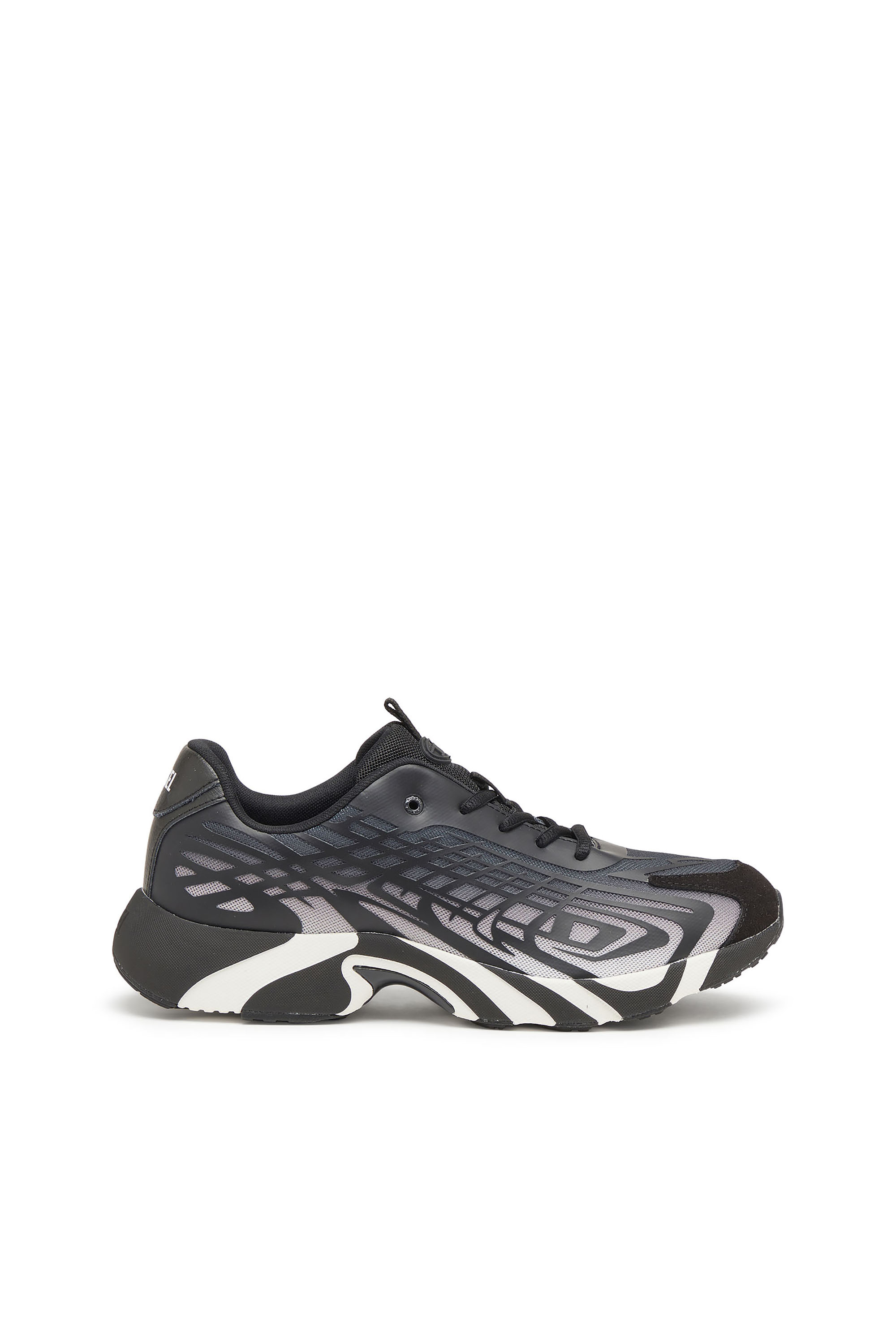 Diesel - S-D-VIT'S 500 LOW, Man's D-Vit-Sneakers in striped dégradé mesh in Black/White - 1