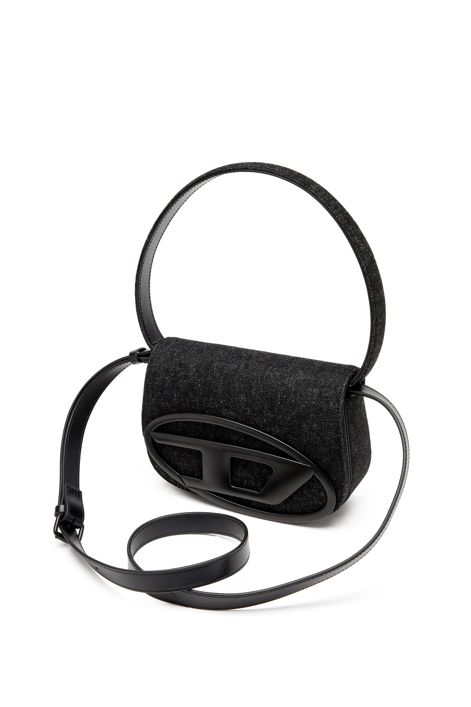 Diesel - 1DR, Woman's Iconic shoulder bag in washed denim in Black - 5