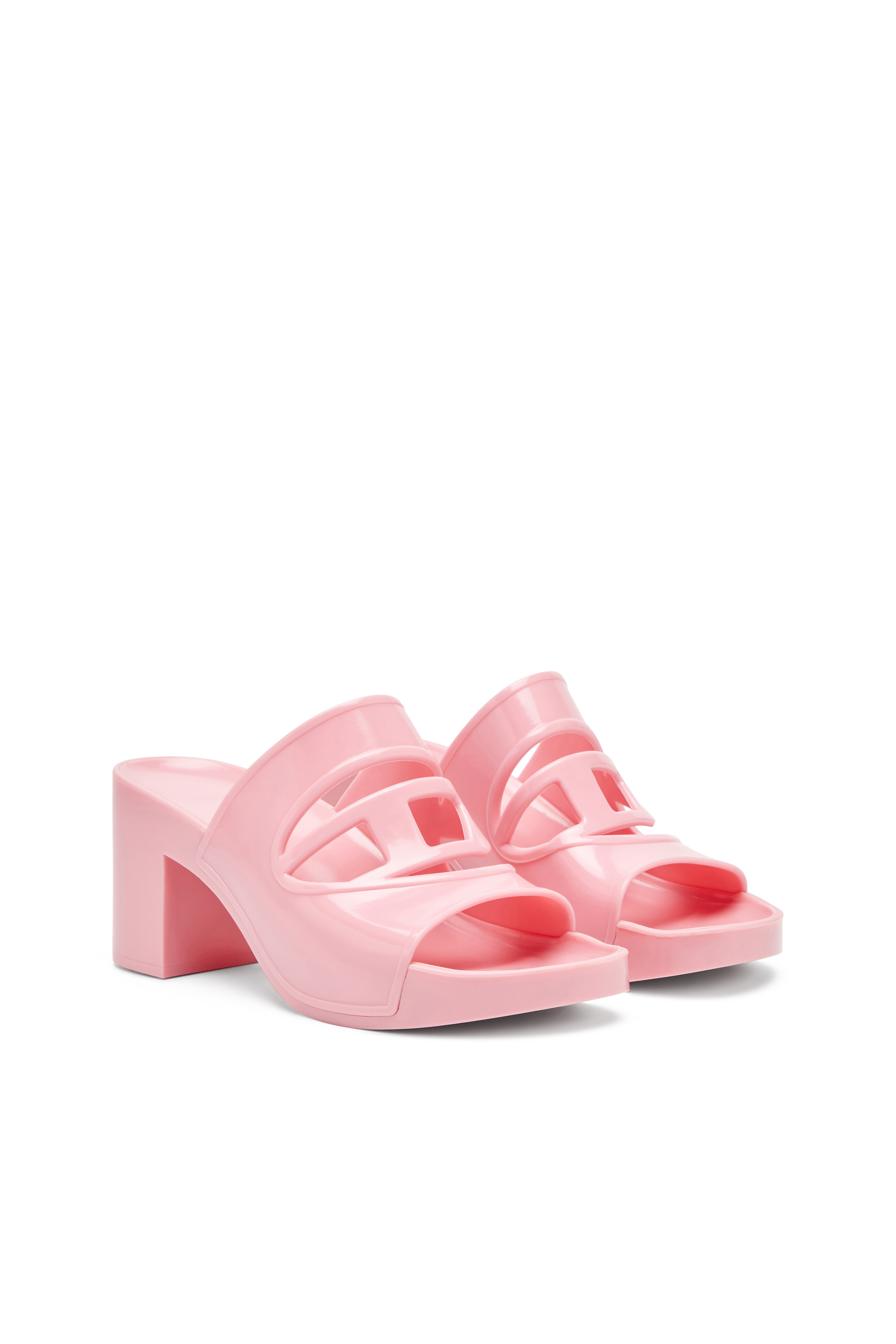 Diesel - SA-BONNIE, Woman's Heeled rubber slides with cut-out logo in Pink - 2