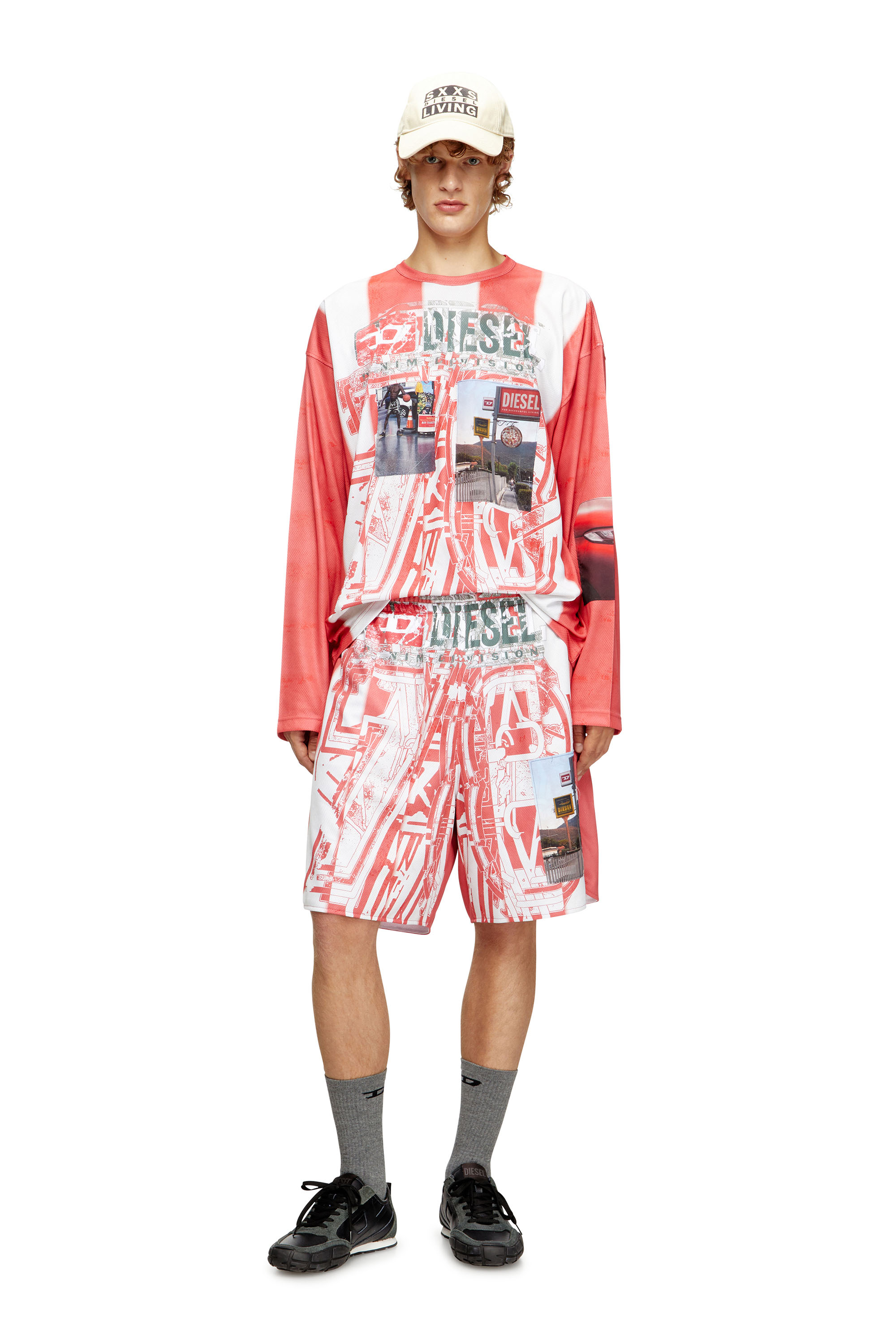 Diesel - T-RUBY, Man's Striped long-sleeve T-shirt with photo patches in null - 2