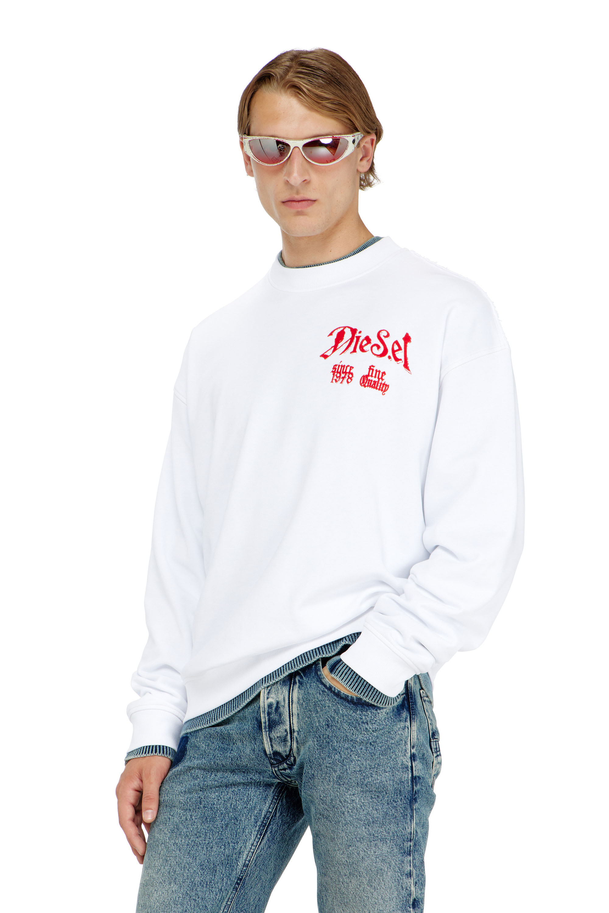 Diesel - S-BOXT-AA2, Man's Cotton sweatshirt with flocked graphics in null - 1