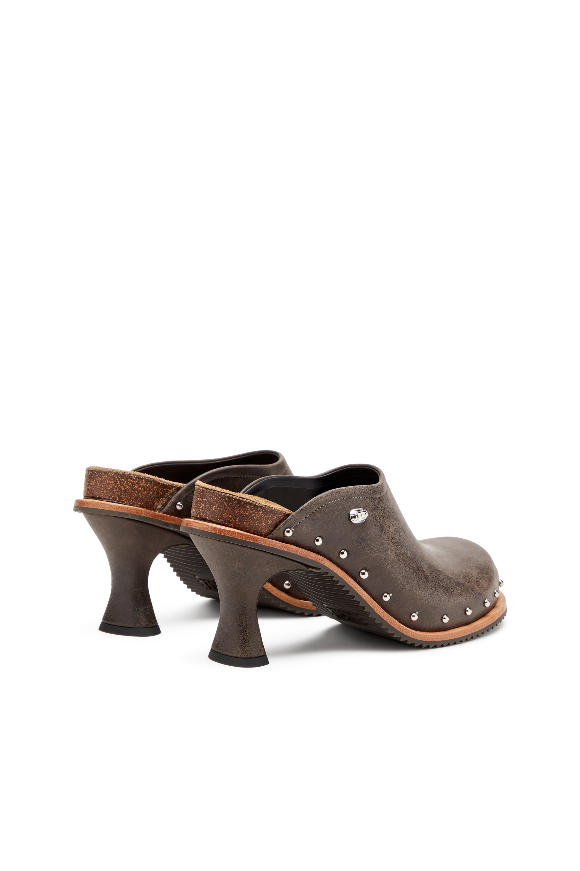 Diesel - D-WOODSTOCK ML CLOG W, Woman's Studded leather mules in Dark Brown - 3