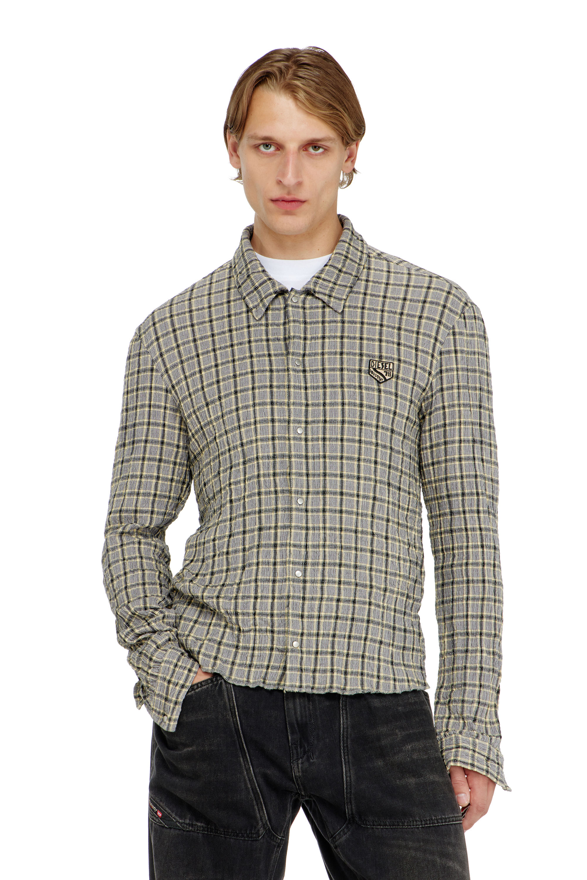 Diesel - S-SEERK, Man's Check shirt with seersucker effect in null - 3