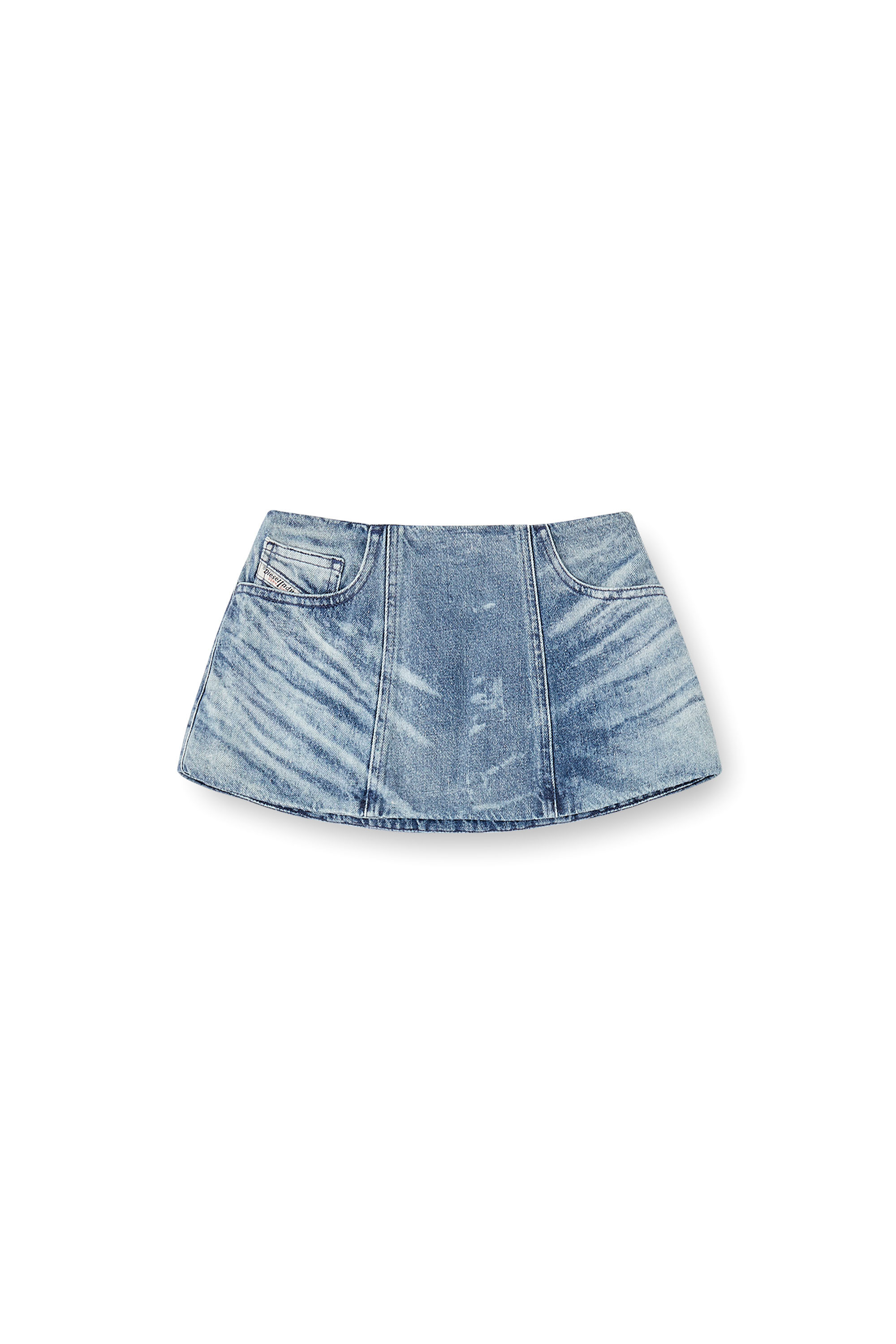 DE-NORA-FSH, Medium blue Diesel - DE-NORA-FSH, Woman's Belt skirt in lasered cotton-hemp denim in Medium blue - 2