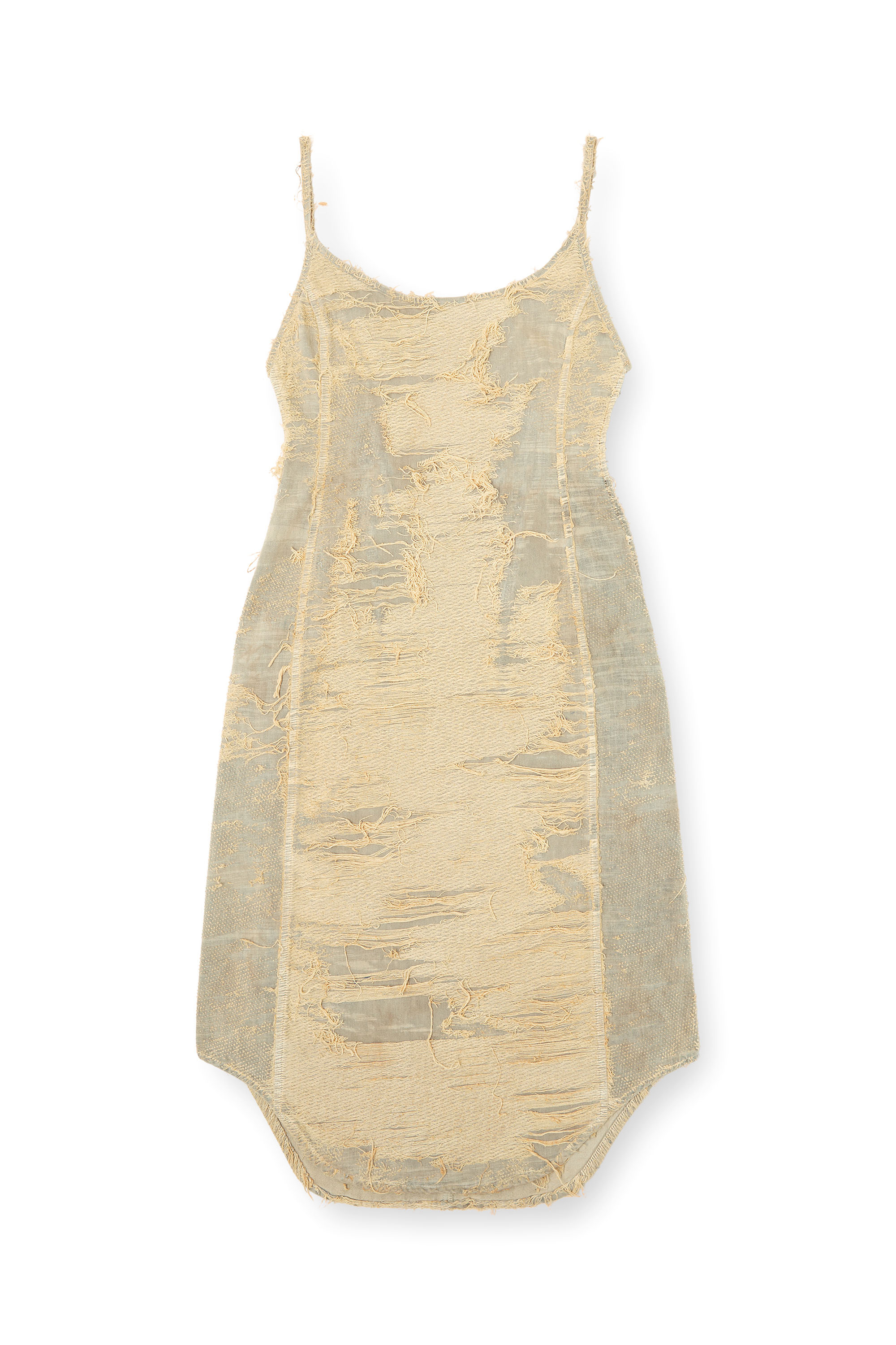 Diesel - DE-VERA-FSG, Woman's Dress in overdyed floating-thread denim in Beige - 3