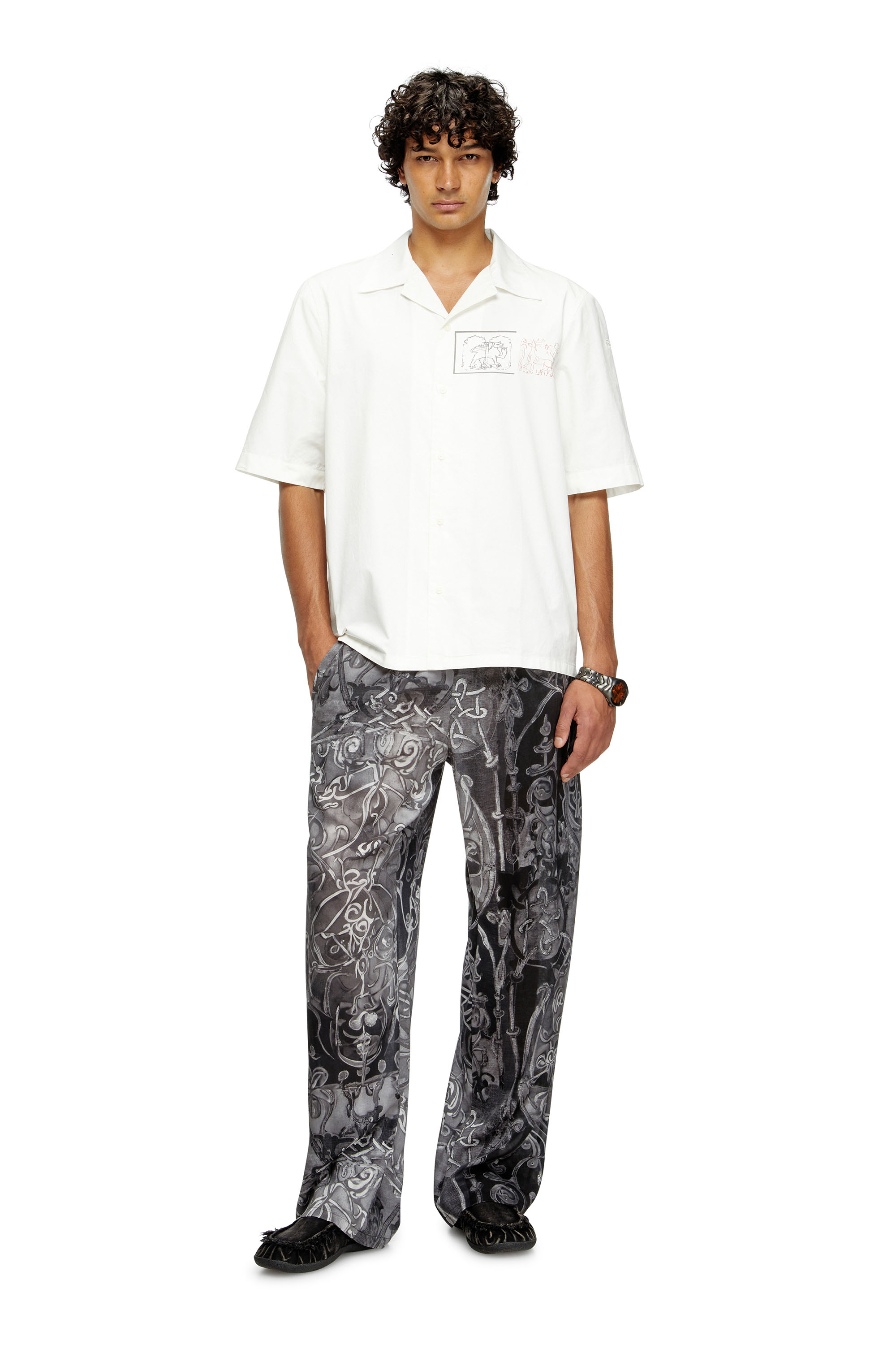 Diesel - S-BRACK-A-HGBS, Man's Shirt with sword print in White - 2