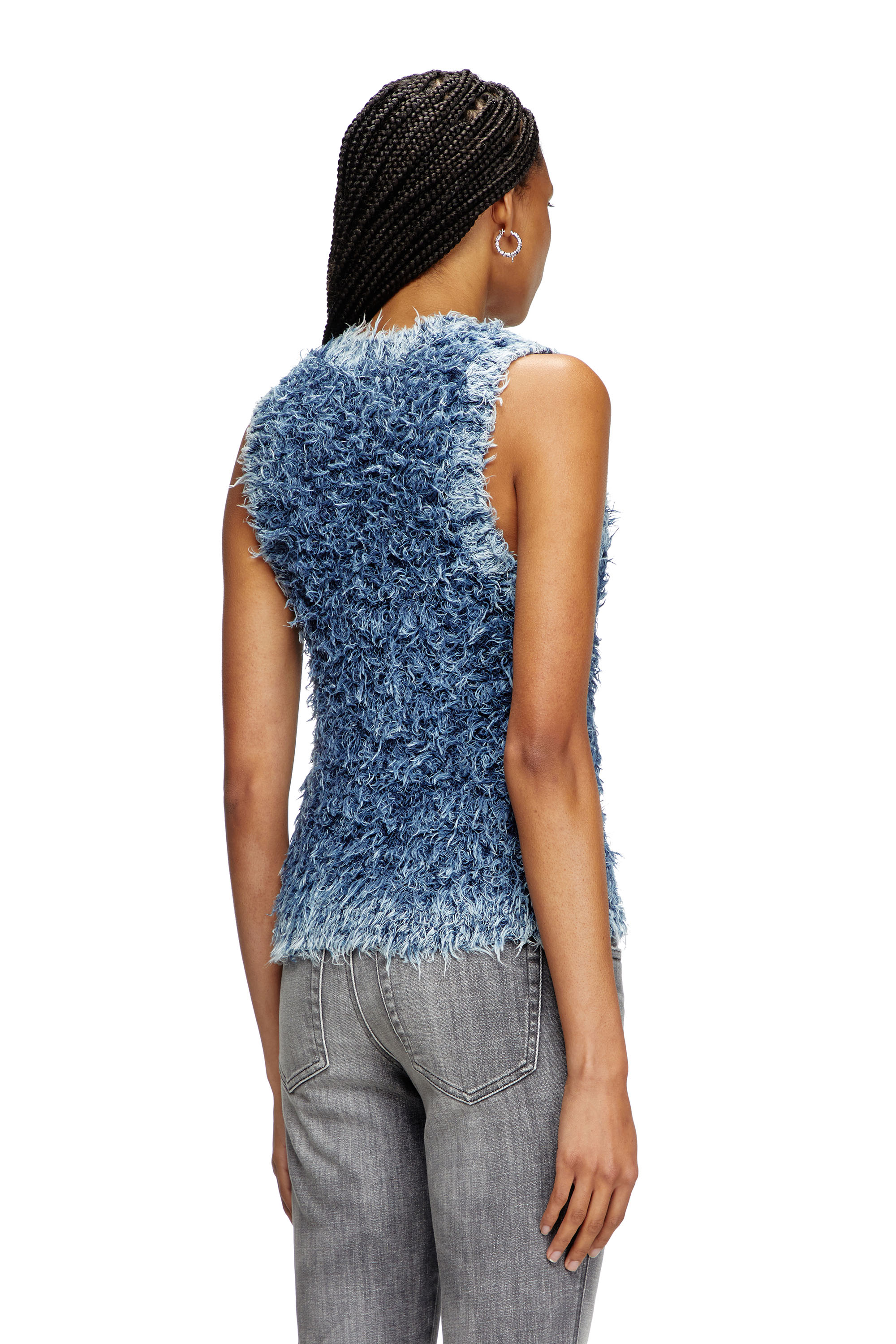 Diesel - M-DELIN, Woman's Textured-knit vest in Blue - 4