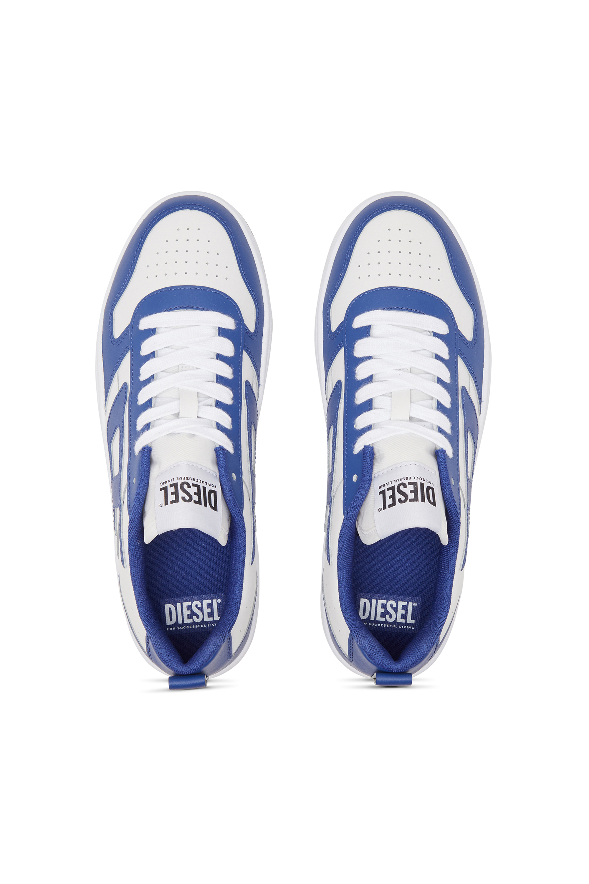 Diesel - S-UKIYO V2 LOW, Man's S-Ukiyo Low-Low-top sneakers in leather and nylon in White/Blue - 5