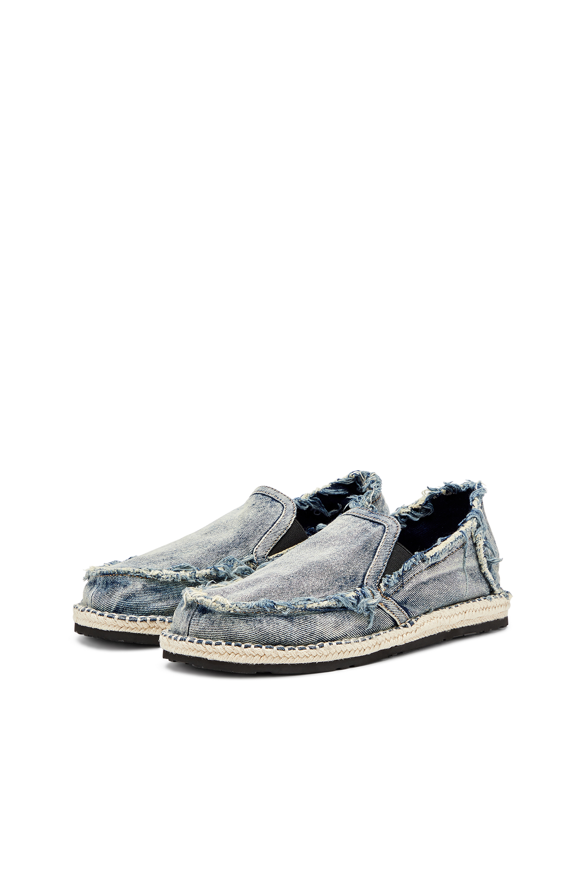 Diesel - D-LUKAS ESP, Man's D-Lukas-Espadrille loafers in distressed denim in Light Blue - 8