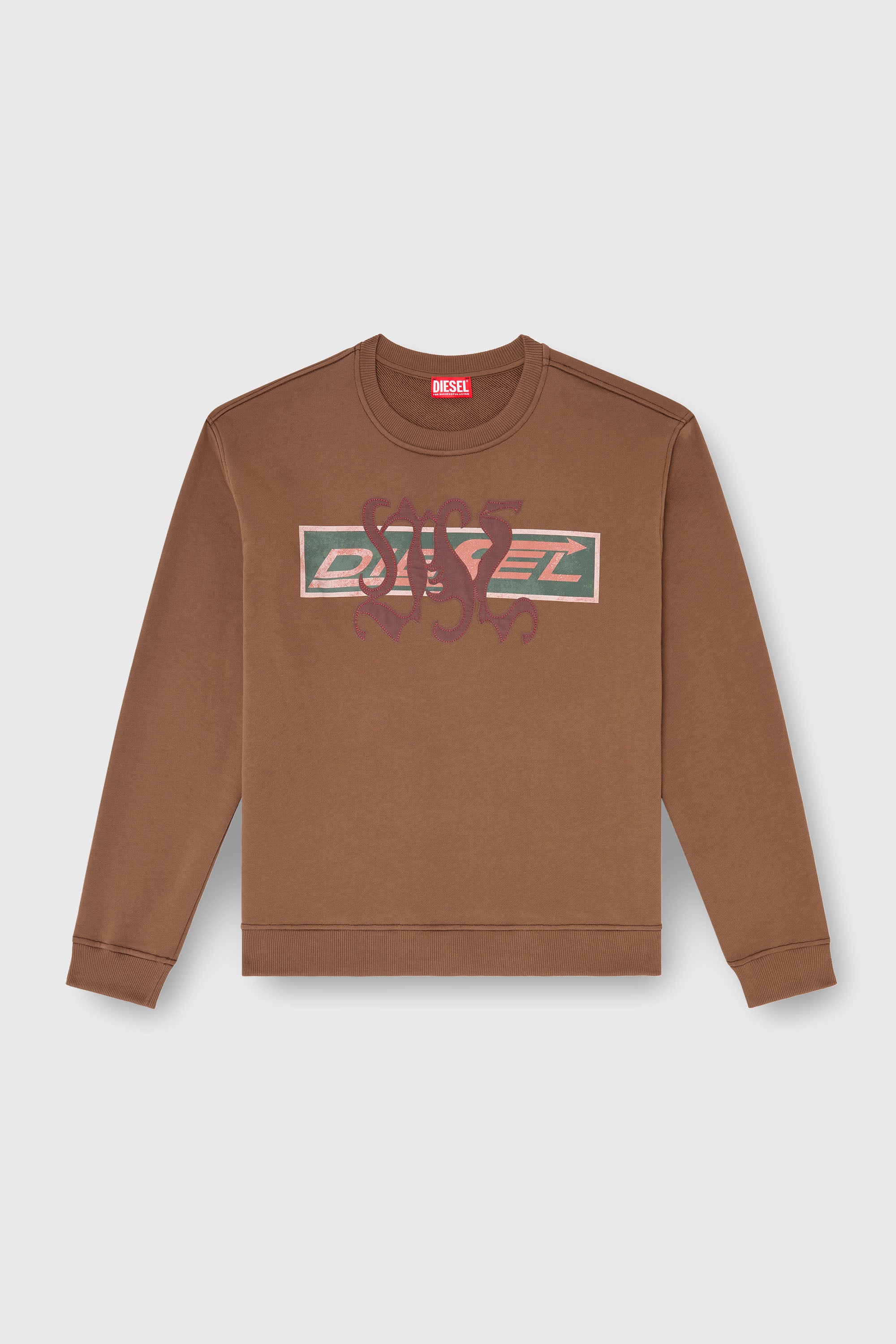 Diesel - S-NORM-AA6, Man's Sweatshirt with graphic prints and patches in Brown - 2