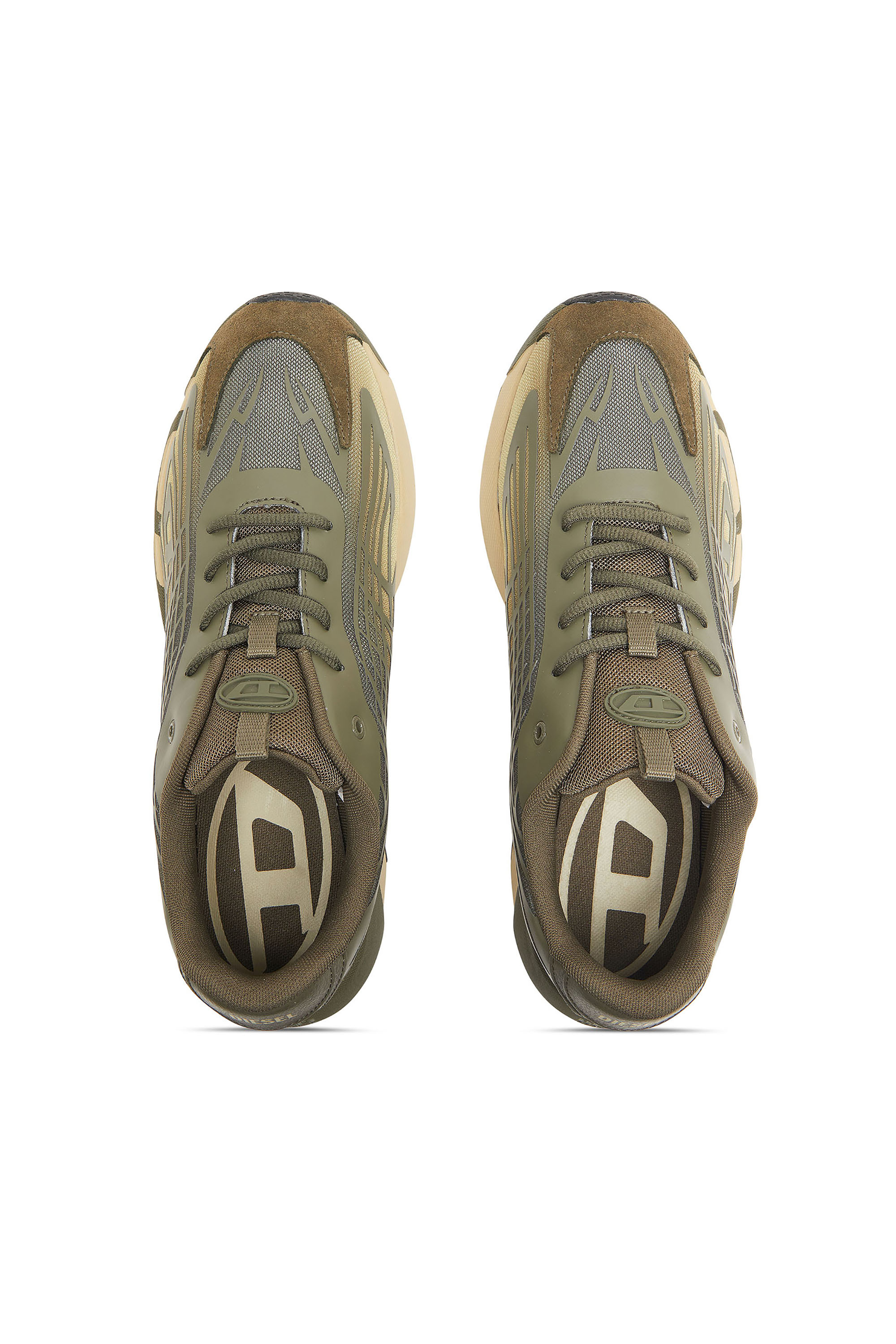 Diesel - S-D-VIT'S 500 LOW, Man's D-Vit-Sneakers in striped dégradé mesh in Green/Brown - 4