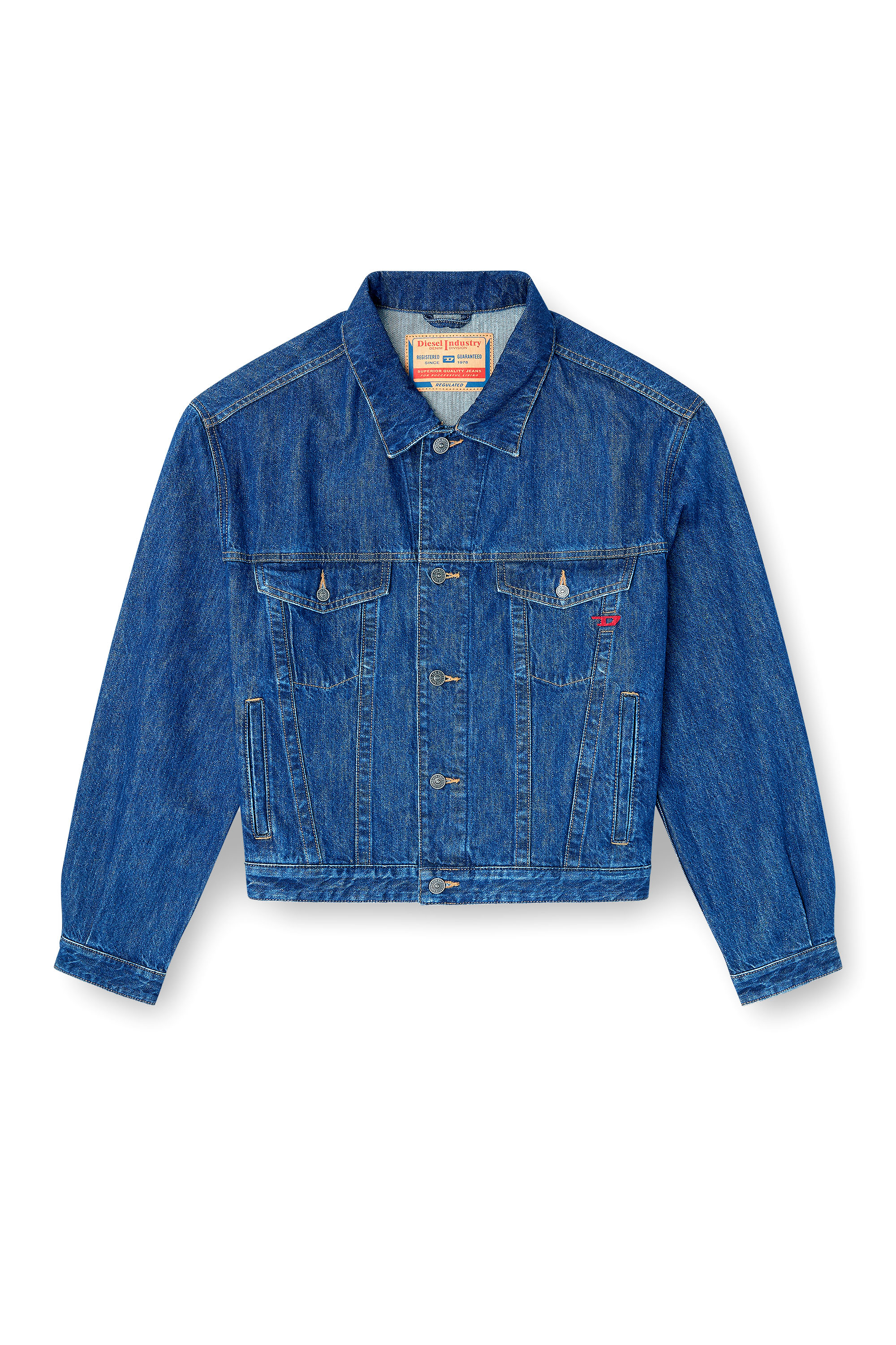 Diesel - D-RANGER, Man's Trucker jacket in denim in Medium blue - 2