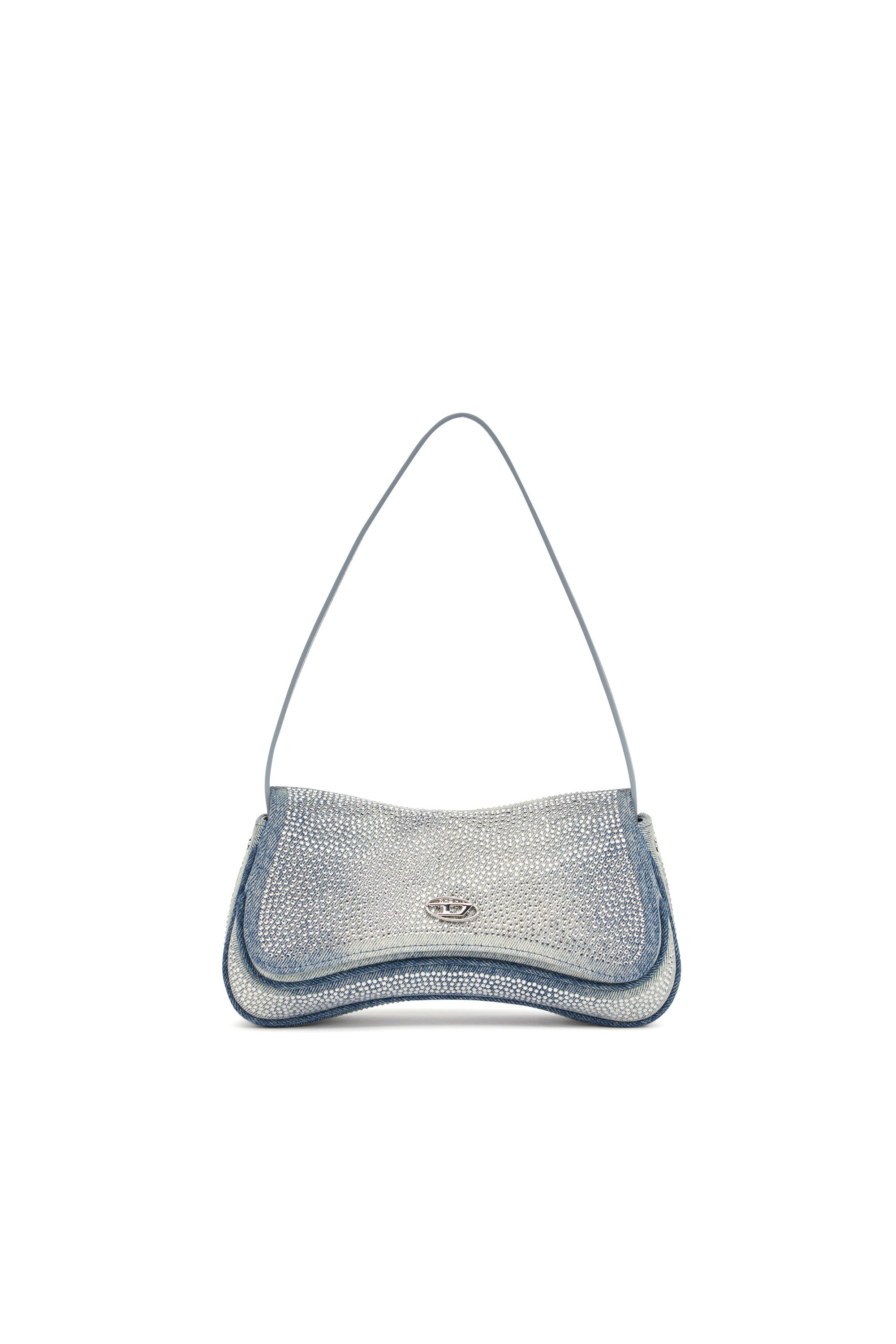 Diesel - PLAY CLUTCH, Woman's Play-Crystal clutch in solarised denim in Light Blue - 5