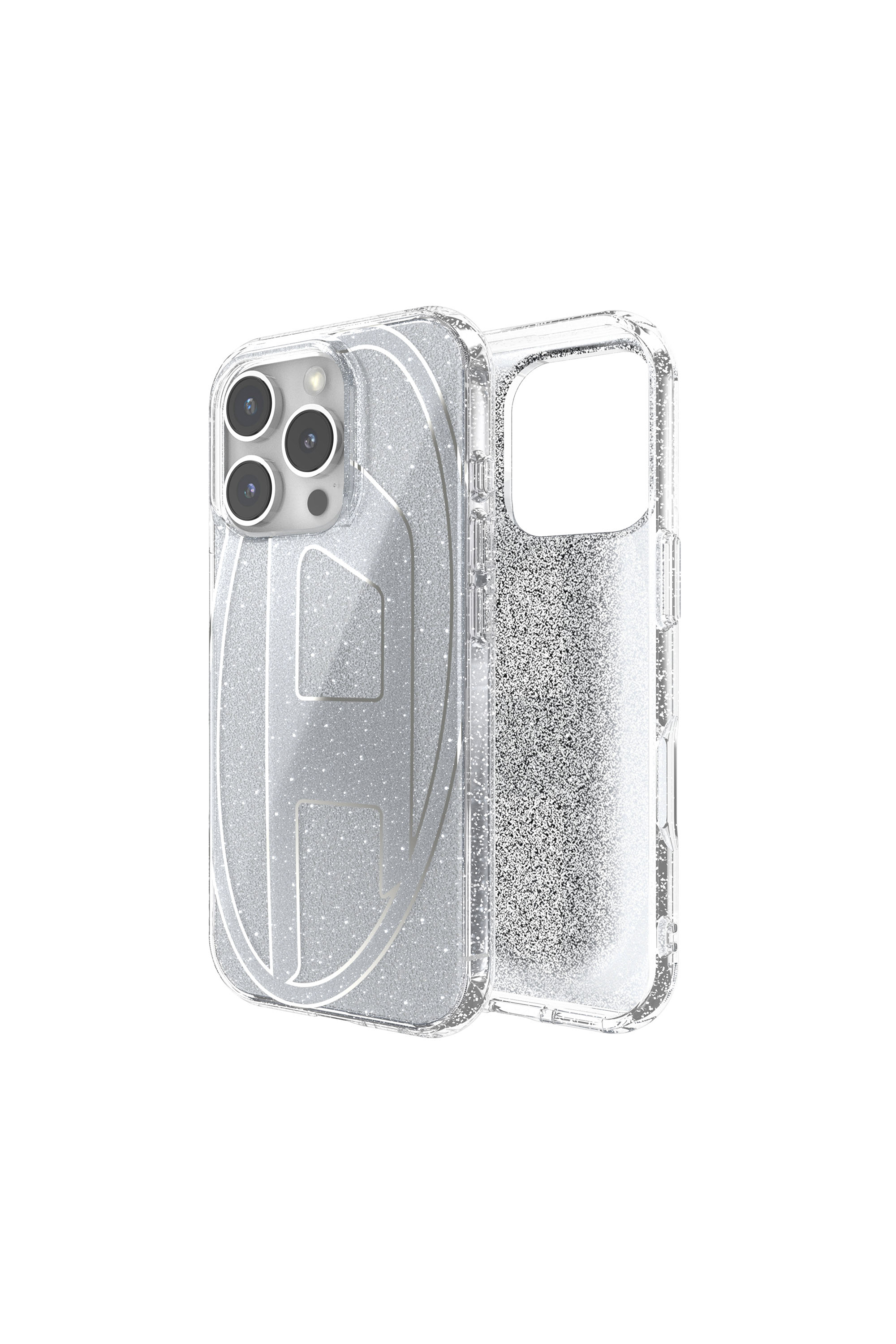 Diesel - 60152 AOP CASE, Unisex's Oval D Glitter Case for iP 16 Pro in Silver - 1