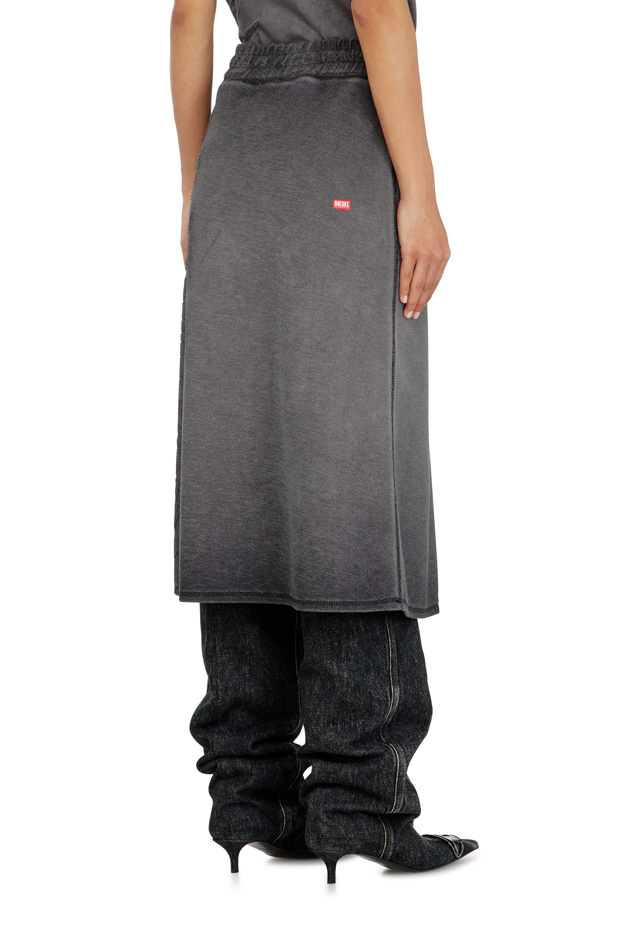 Diesel - O-BEAUTY, Woman's Fleece midi skirt with d&eacute;vor&eacute; print in null - 3