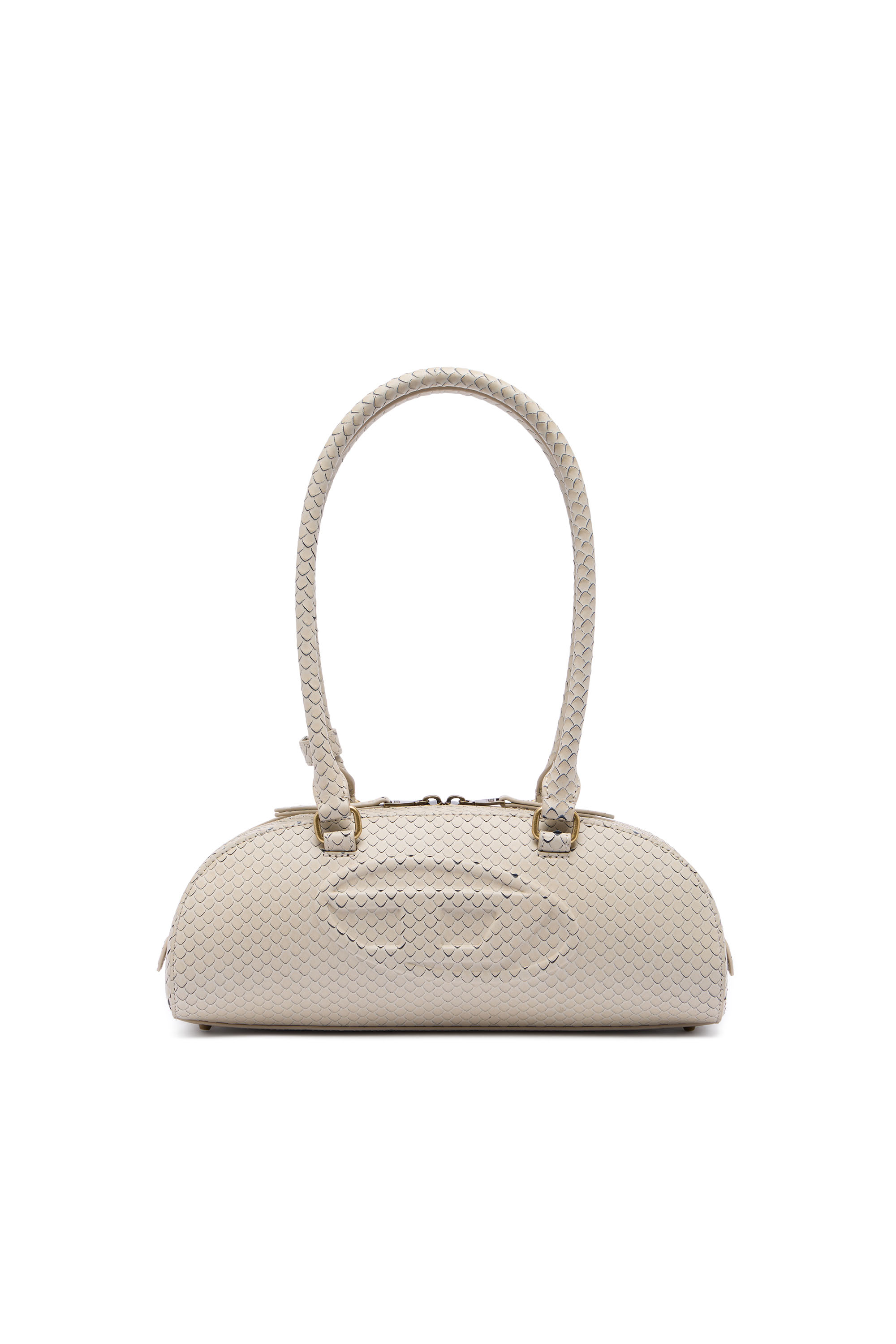 Diesel - 1DR DOME SHOULDER EW, Woman's 1DR Dome-Elongated bowling bag in textured leather in Beige - 1