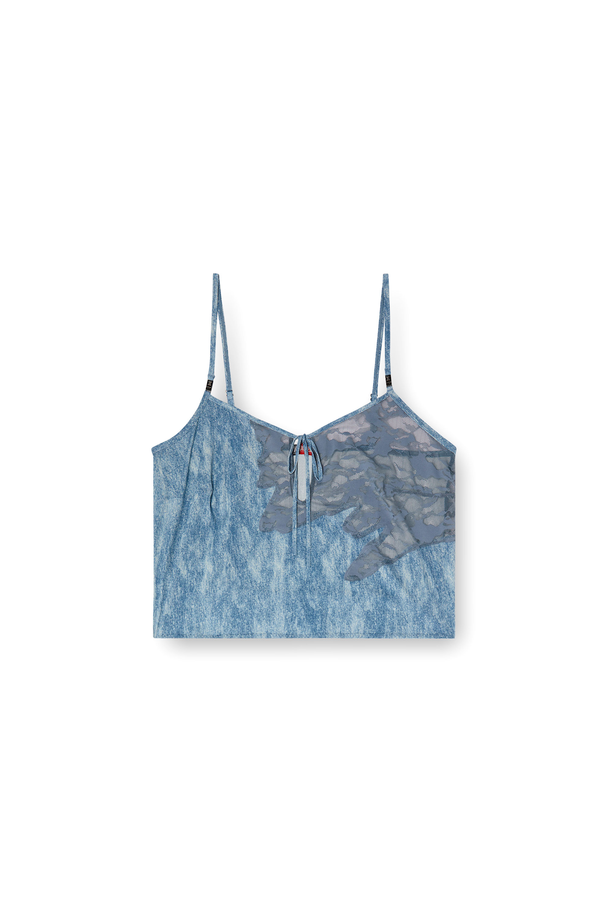 Diesel - C-LACE-SLEEP-CAMI, Woman's Sleep cami in microfibre and camo lace in Light Blue - 5