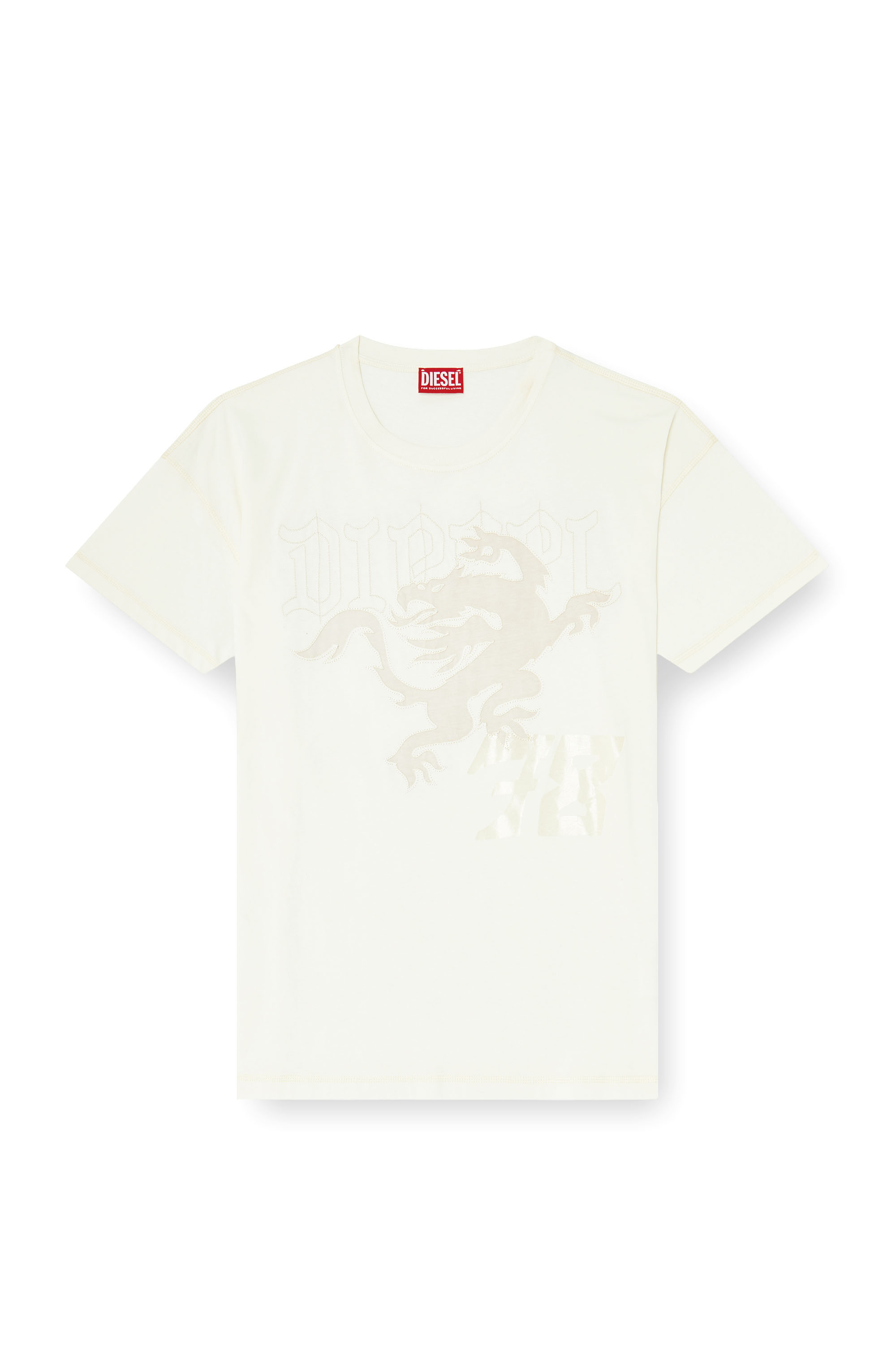 Diesel - T-BOXT-NOTCH, Man's Relaxed T-shirt with prints and embroderies in White - 3
