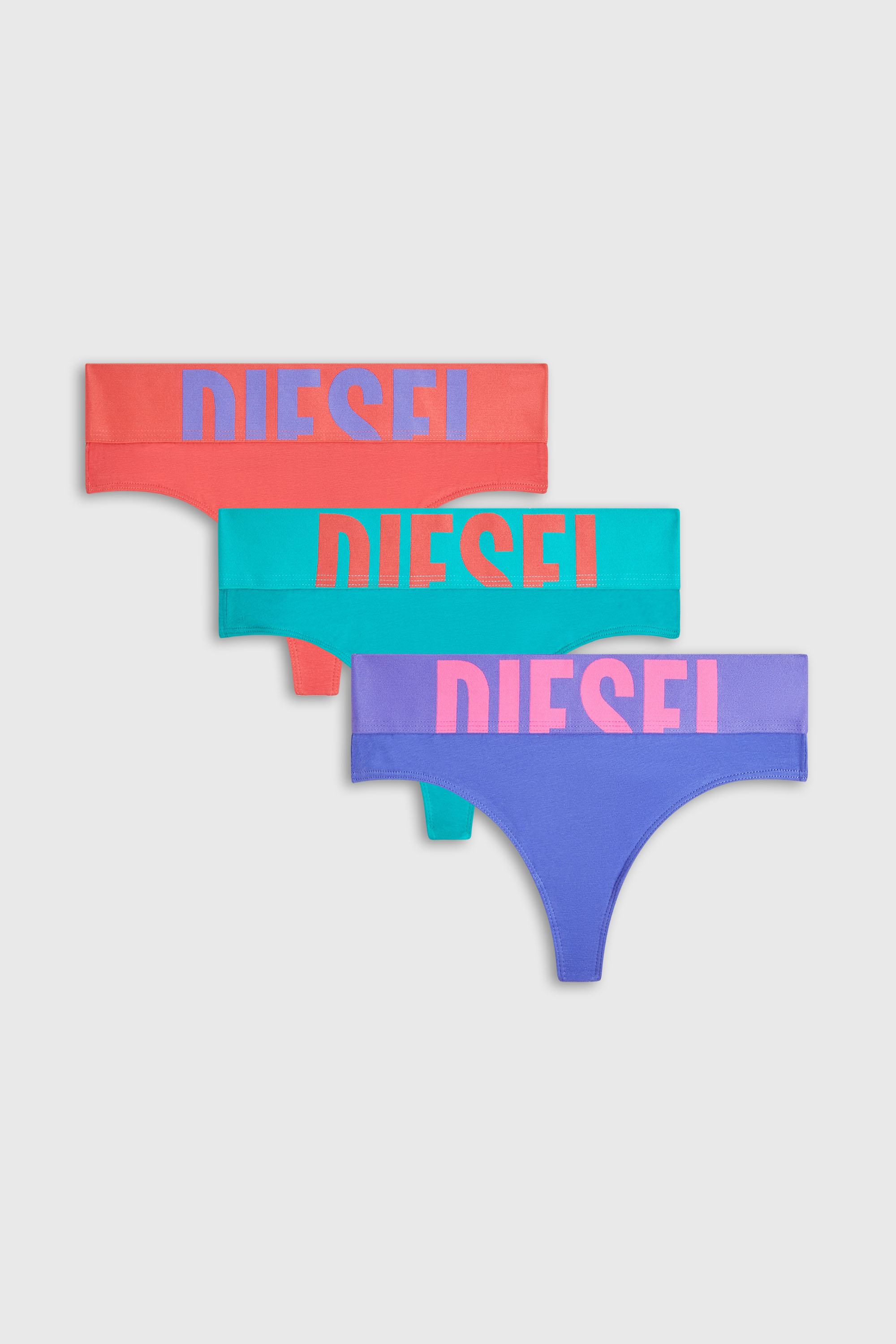 Diesel - UFST-STARS-THREEPACK, Woman's Three-pack thongs with cut-off logo in null - 4