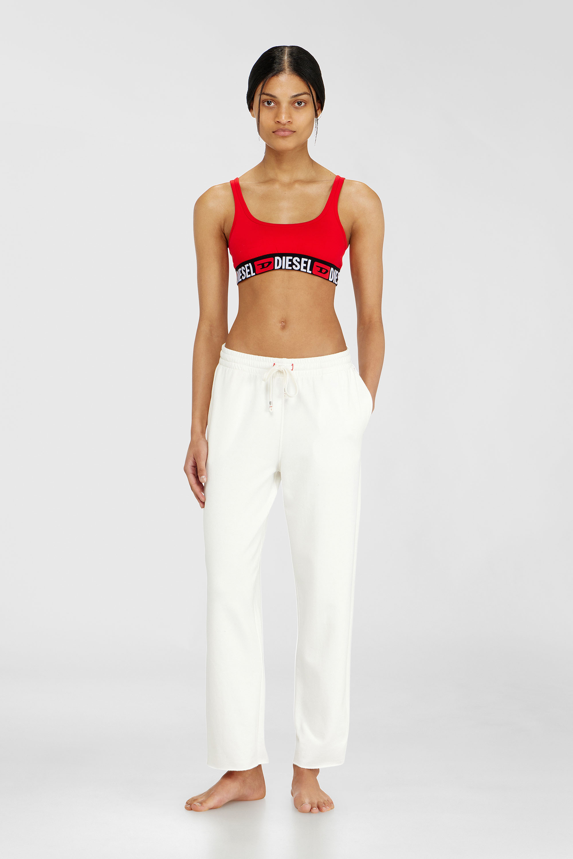 Diesel - INDRA-D-CORE, Woman's Peached sweatpants with raw hems in White - 1