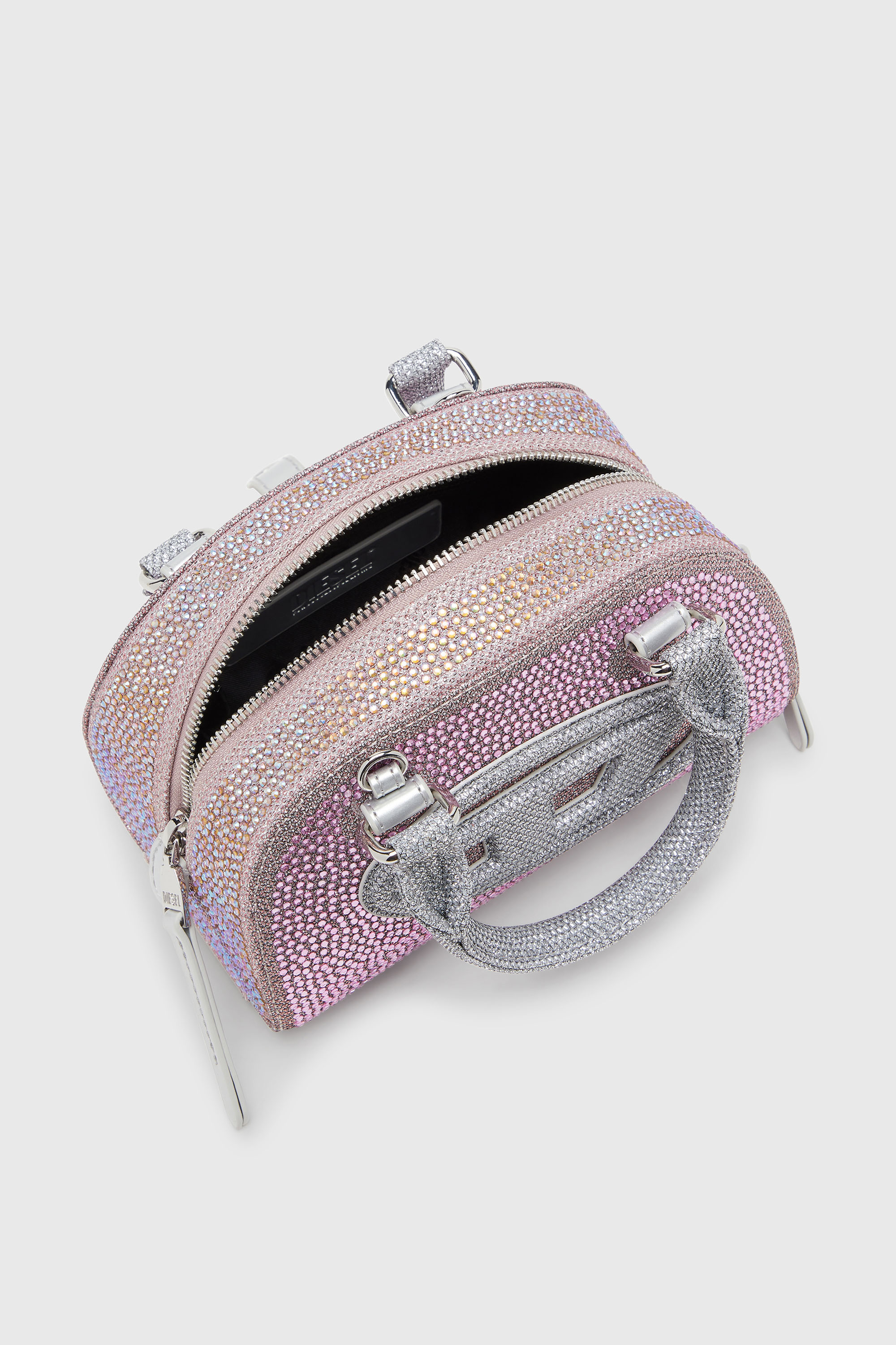 Diesel - 1DR DOME CROSSBODY, Woman's 1DR Dome - Small bowling bag in crystal Lurex in Pink - 5