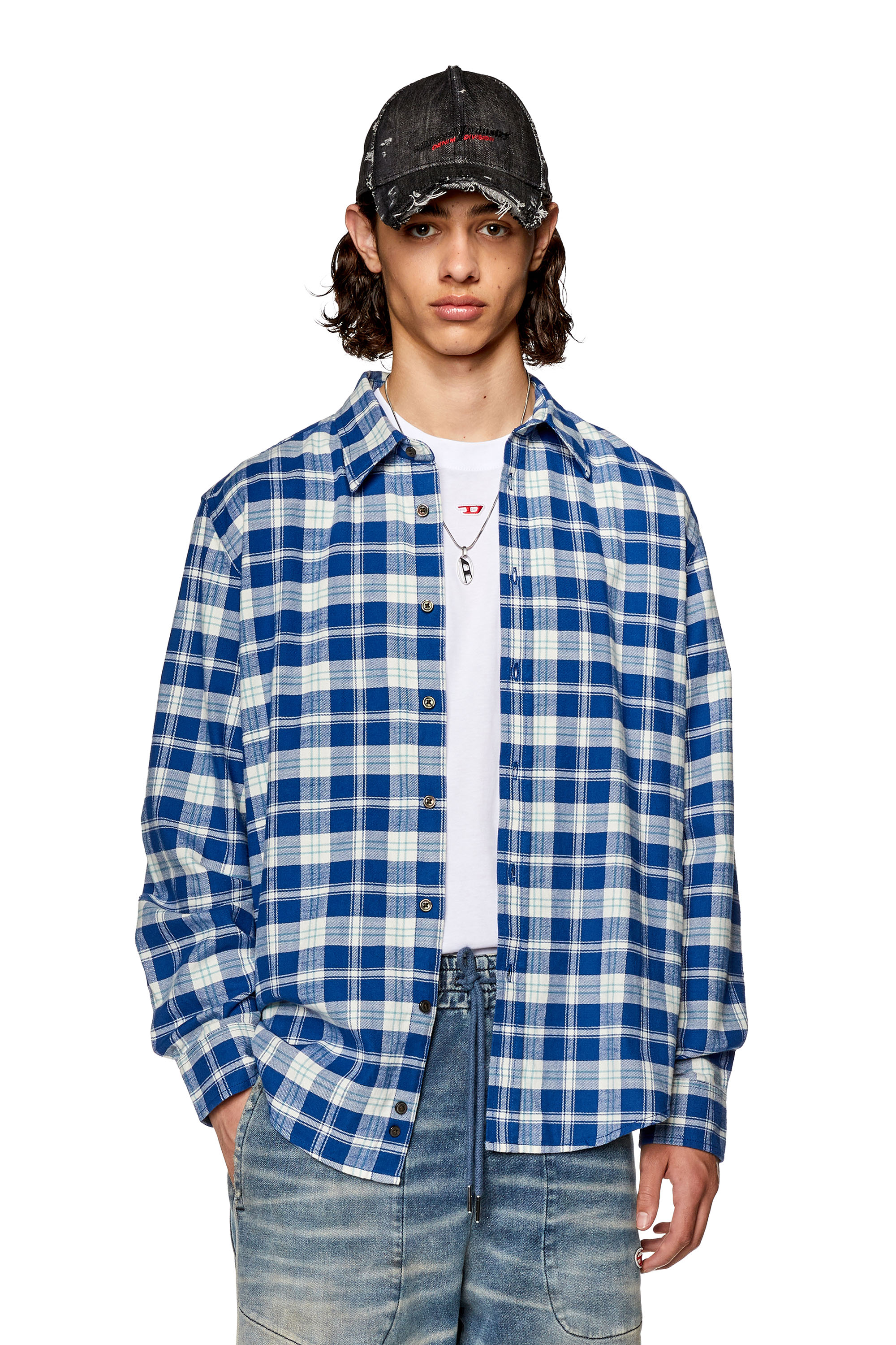 Diesel - S-UMBE-CHECK-NW, Man Shirt in checked flannel in Multicolor - Image 1