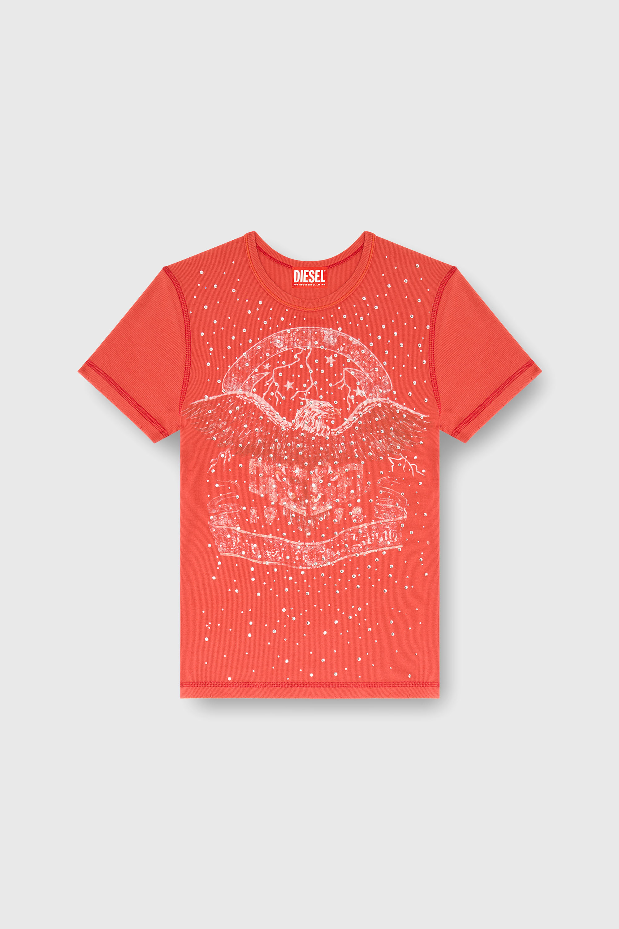 Diesel - T-MARSY-RIB-CRY, Woman's T-shirt with concert graphics and crystals in null - 2